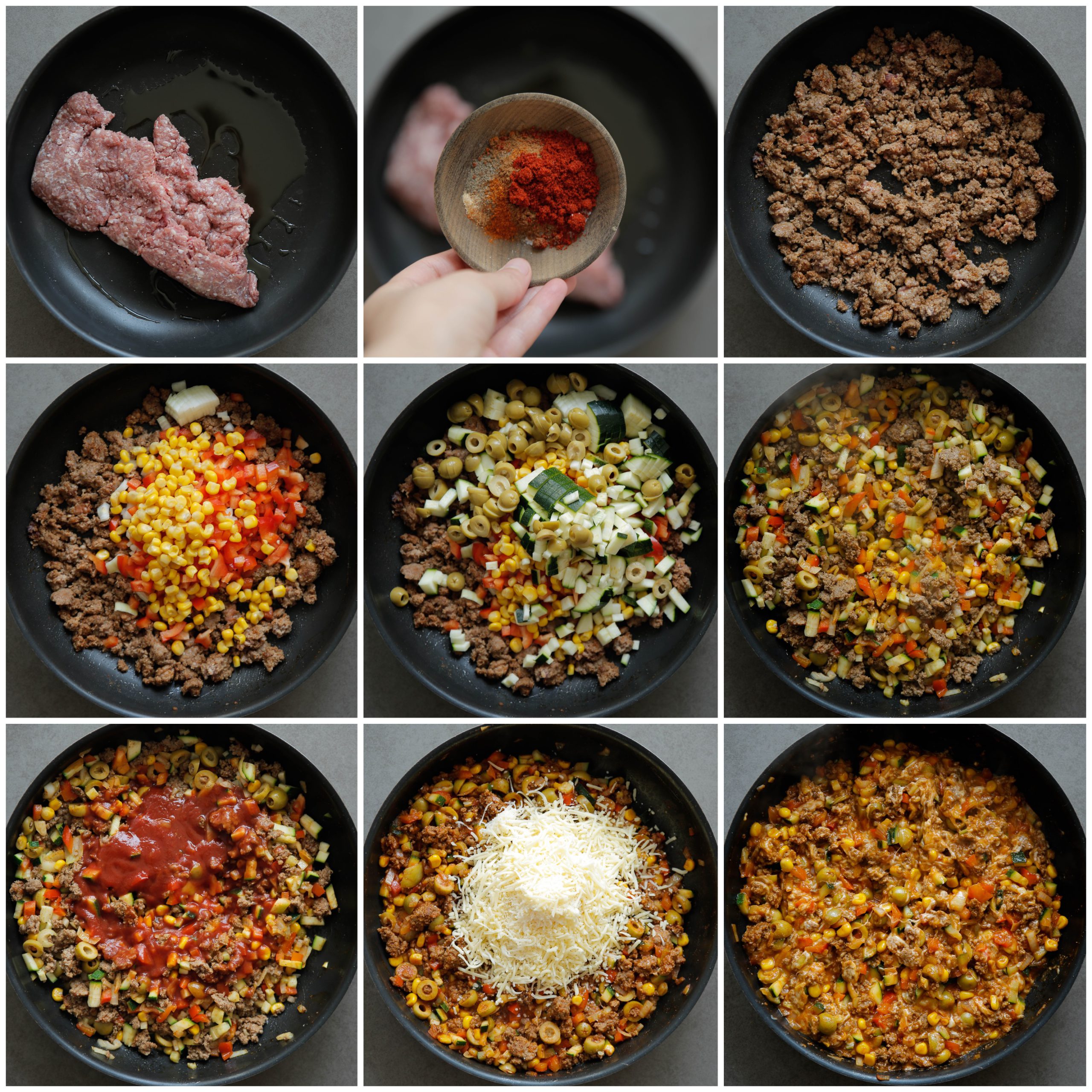 Gehaktmengsel bakken tot een geheel