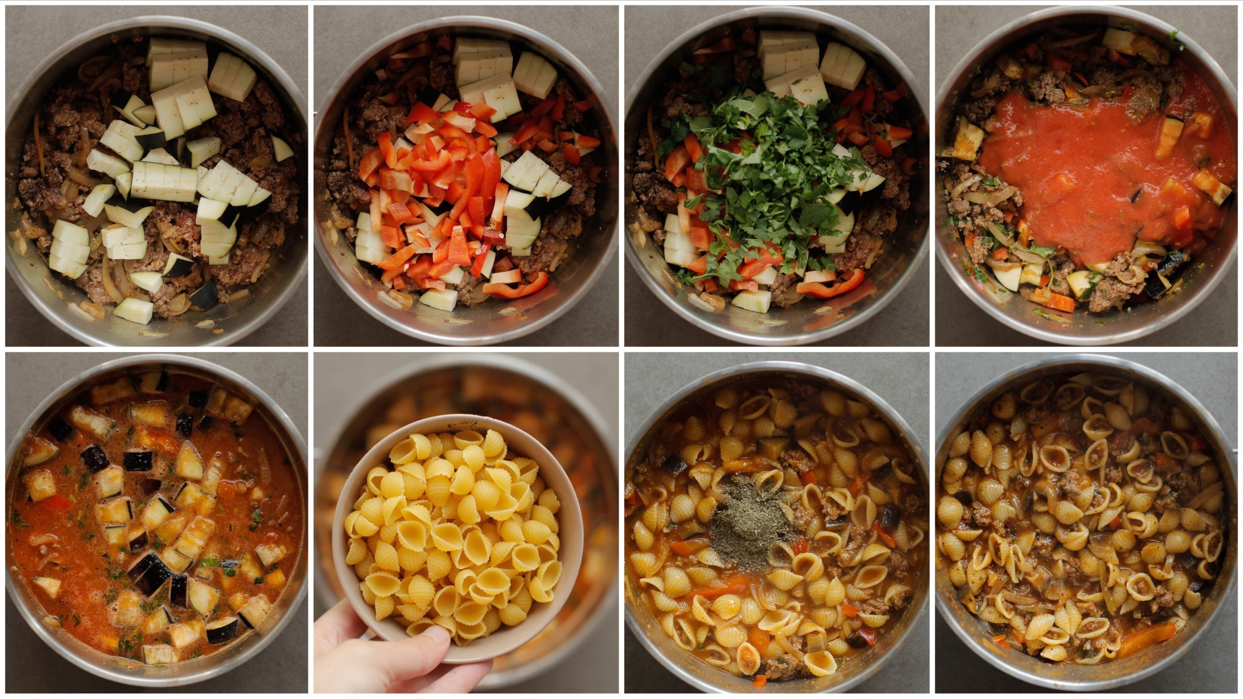 Groenten en pasta in een pan koken tot het gaar is