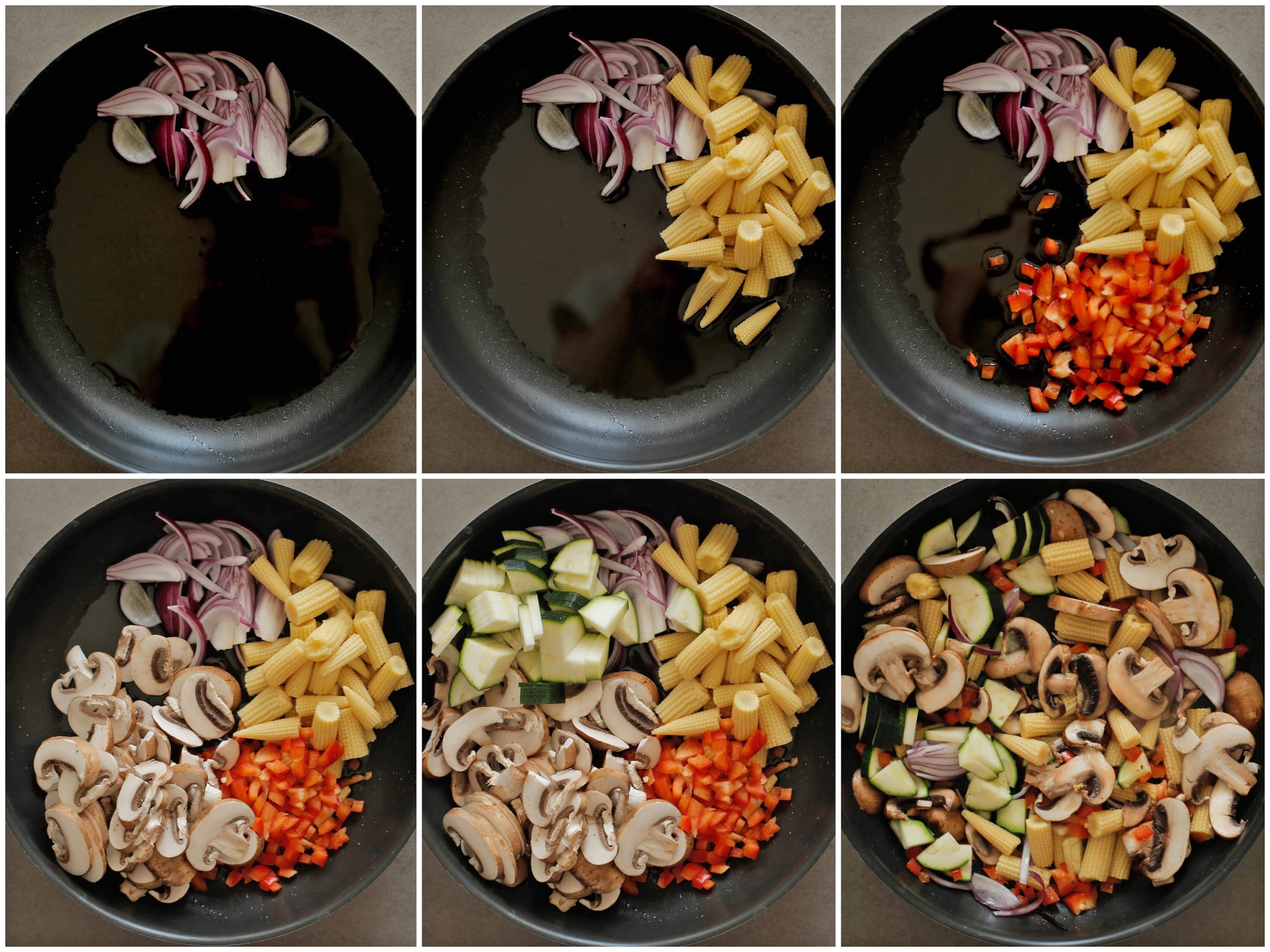 Groenten voorbakken in een pan