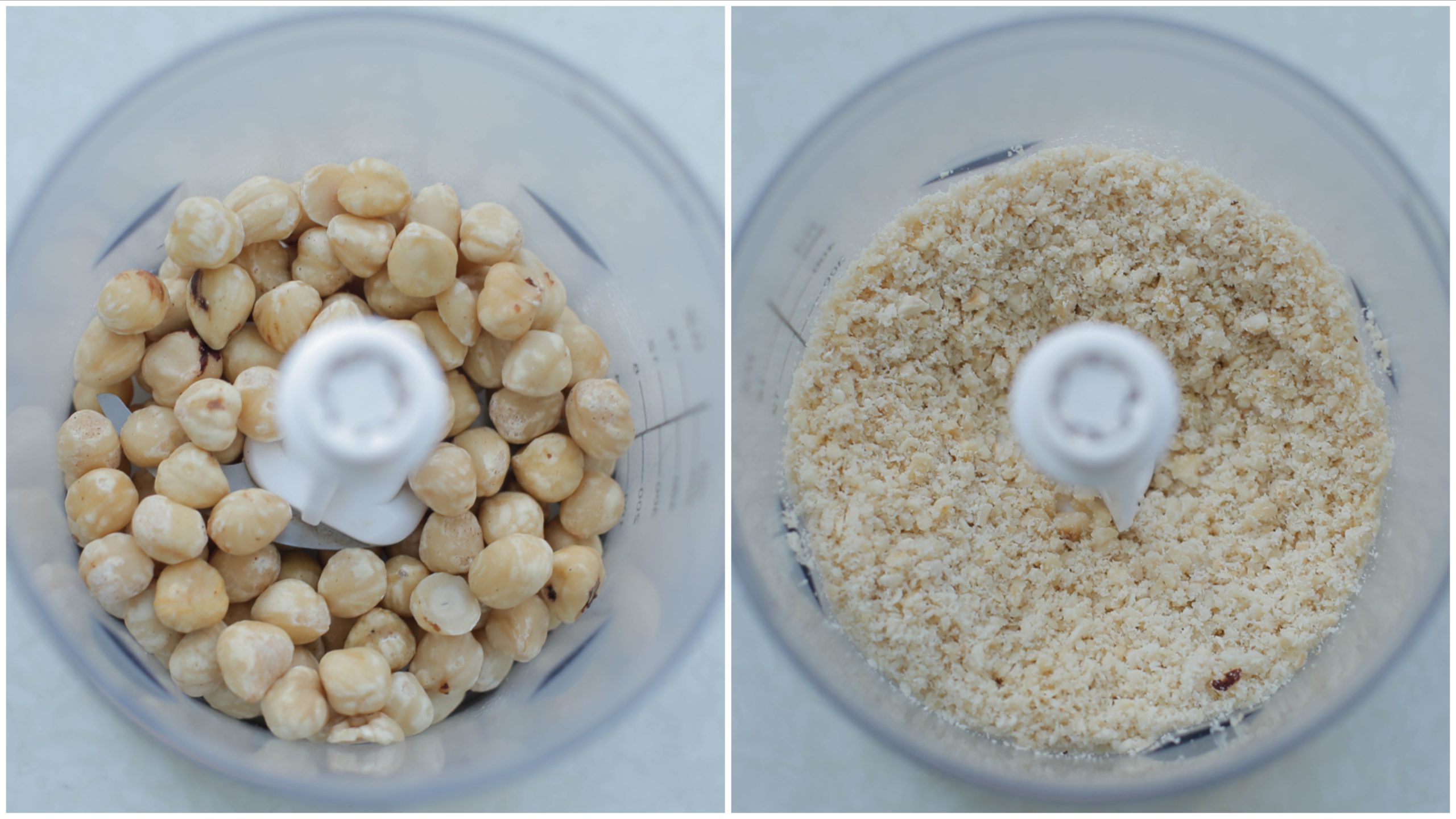 Hazelnoten fijnmalen in hakmolen