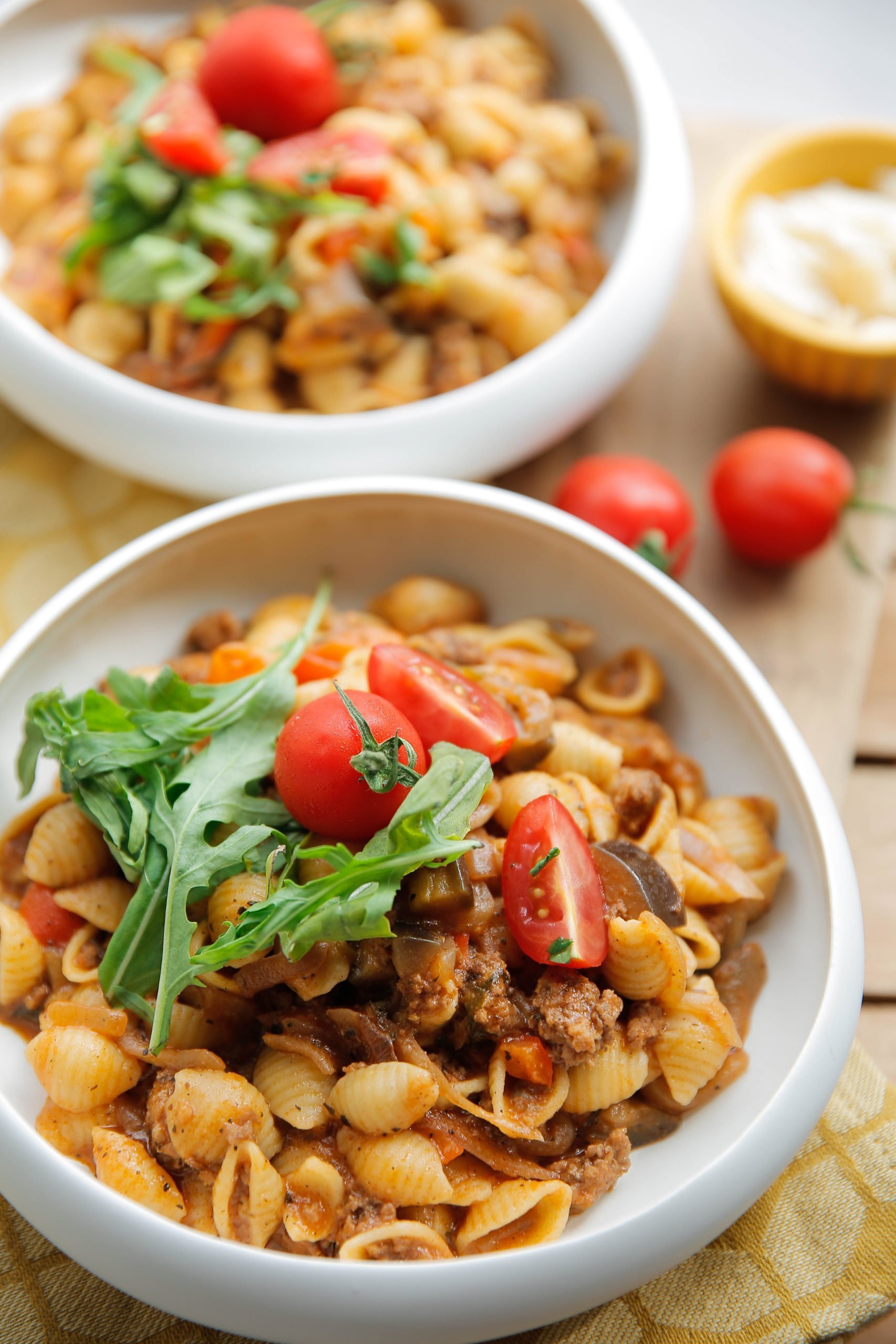 Conchiglie pasta met gehakt, pastaschelpjes met gehakt