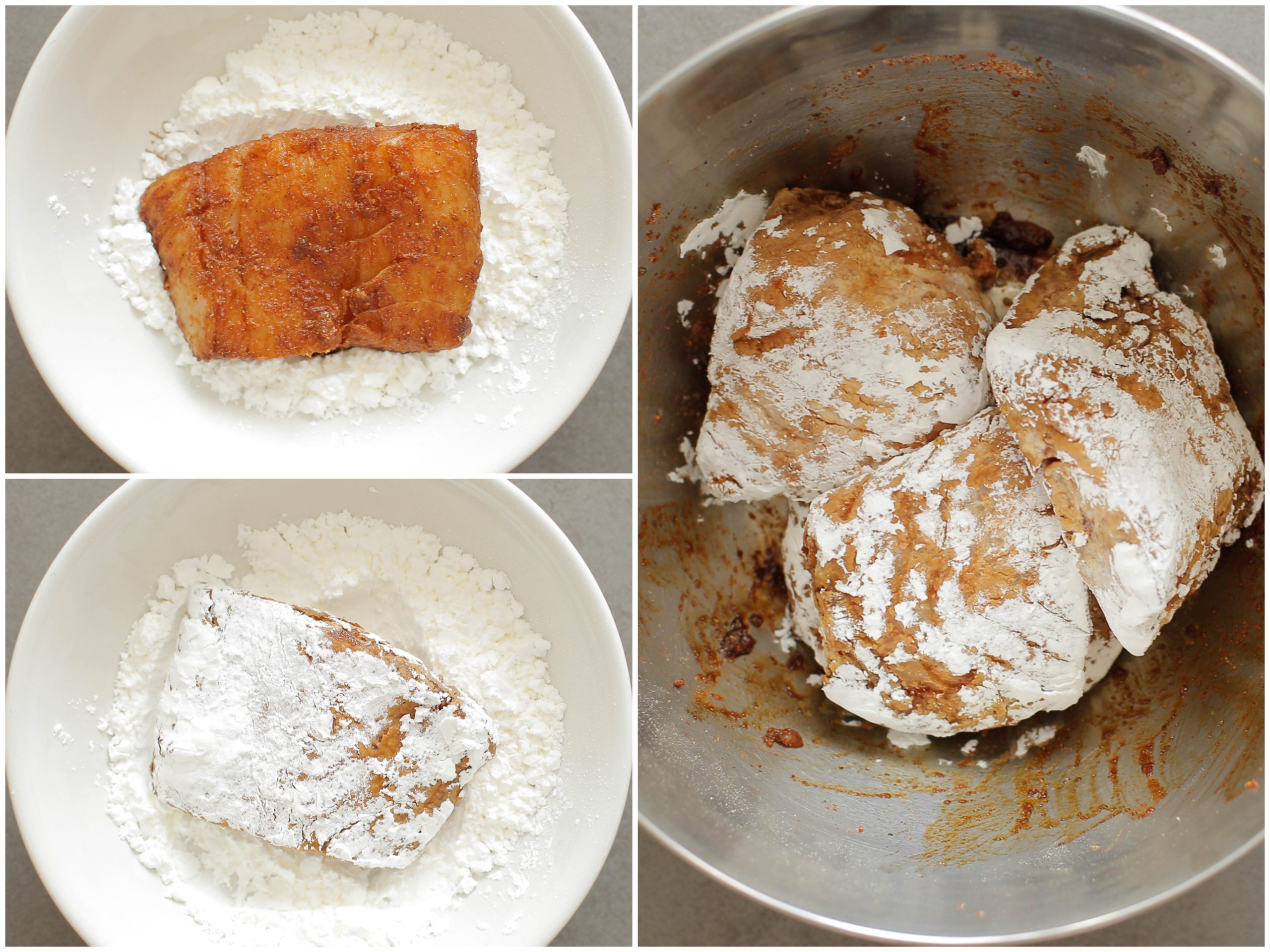 Kabeljauw door de maïzena halen