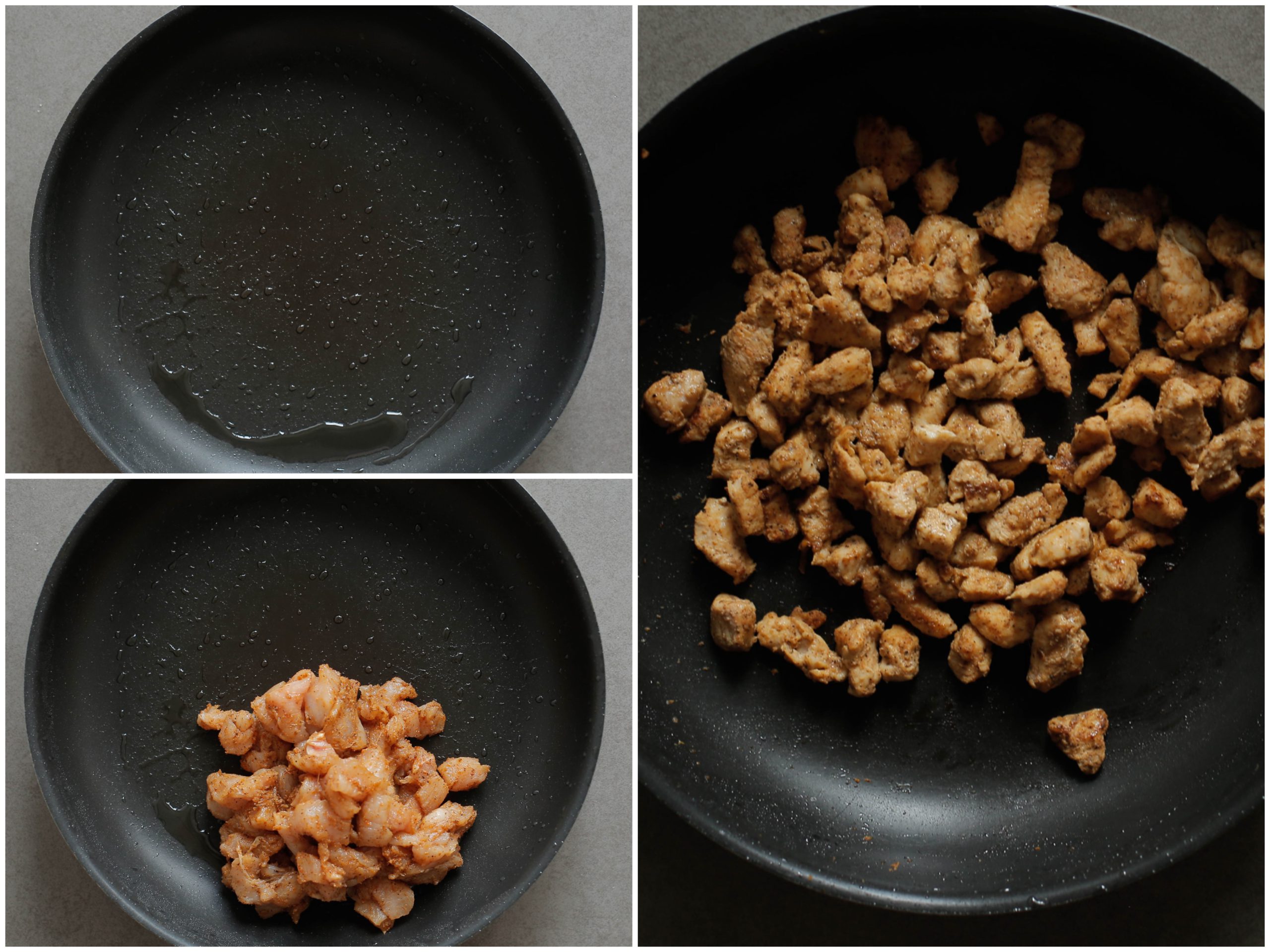 Kip gaar bakken in een pan