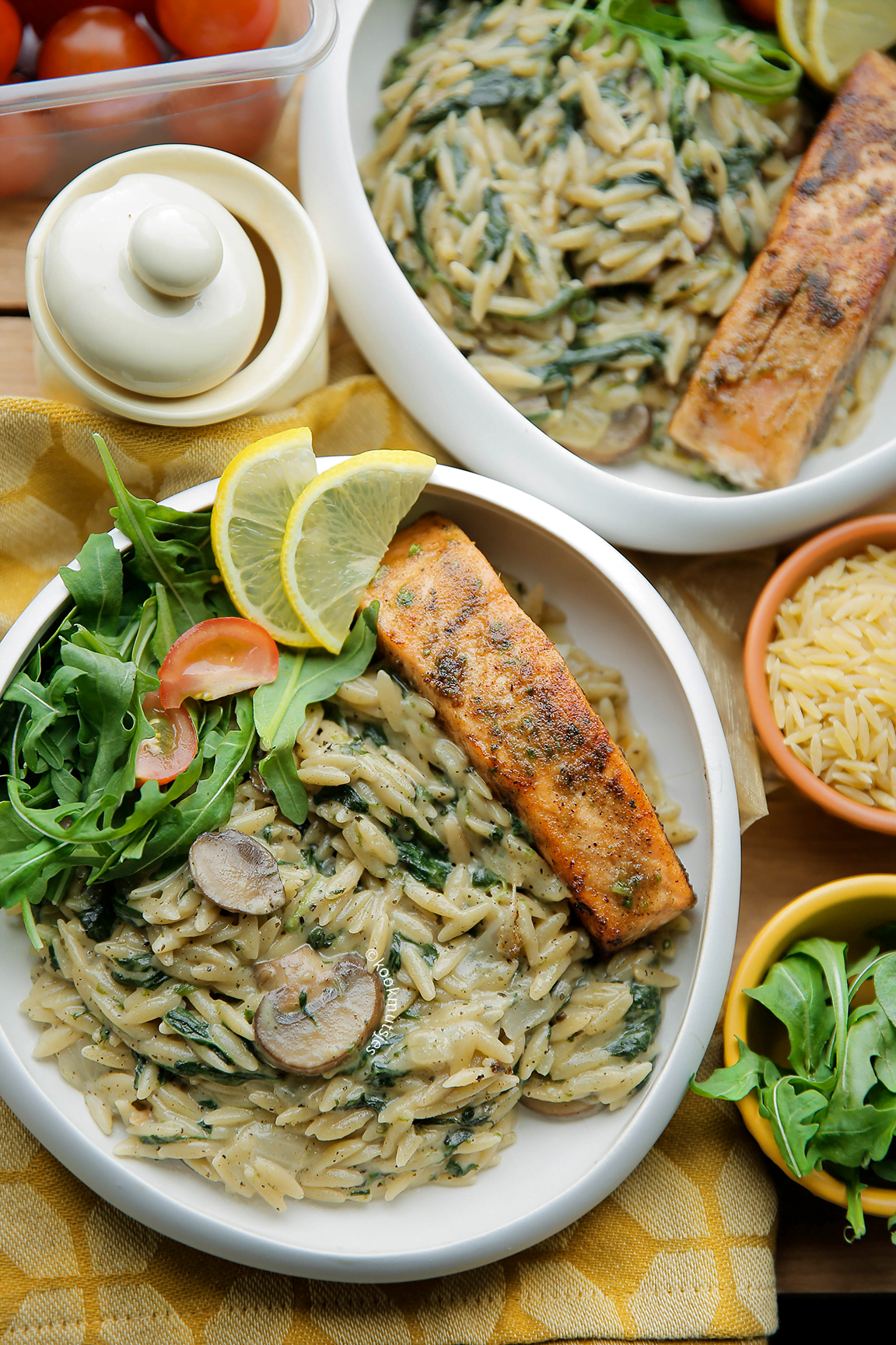 Orzo met zalm eindresultaat