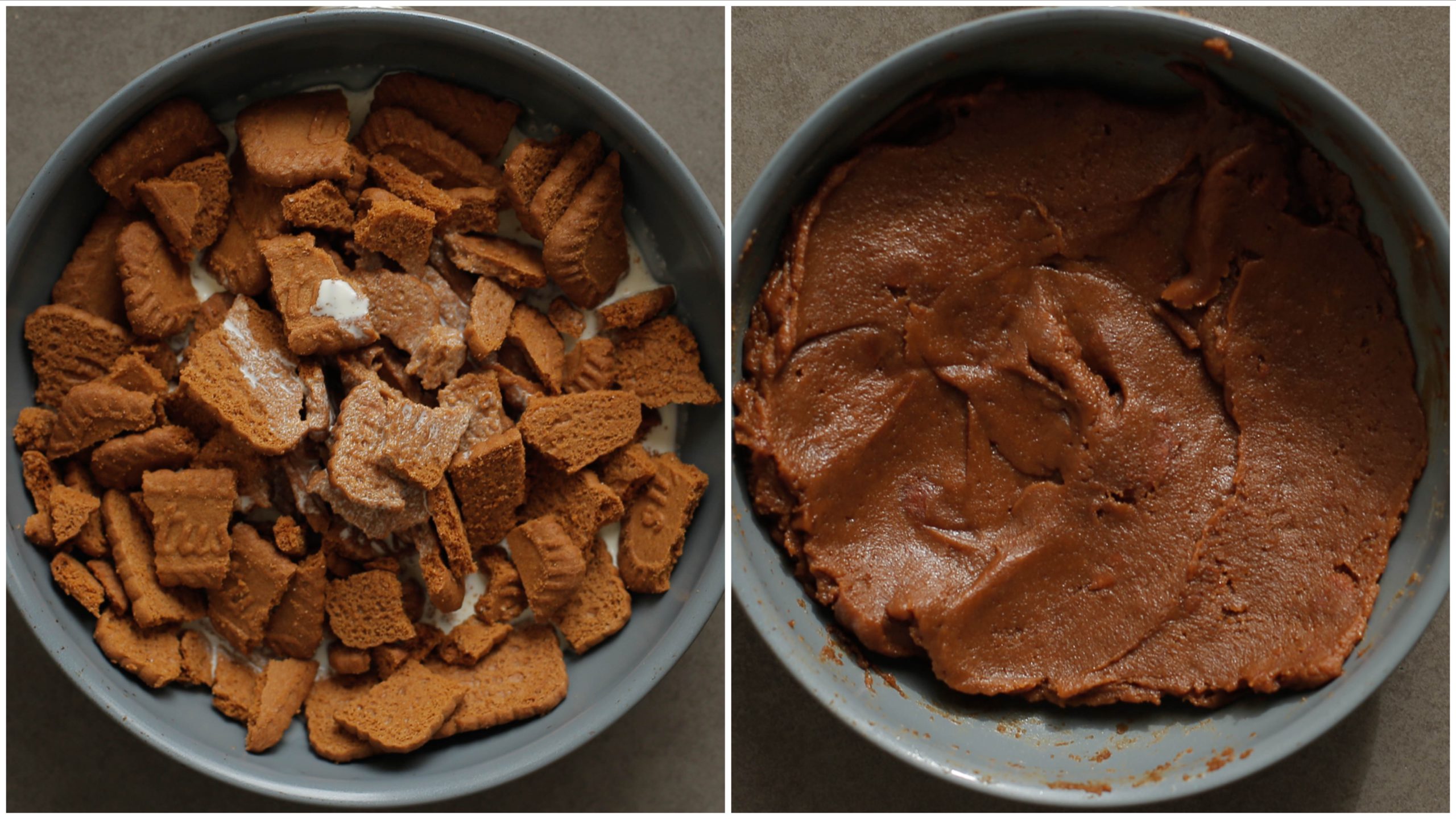 Speculooskoek koken met slagroom en melk tot een gladde mengsel