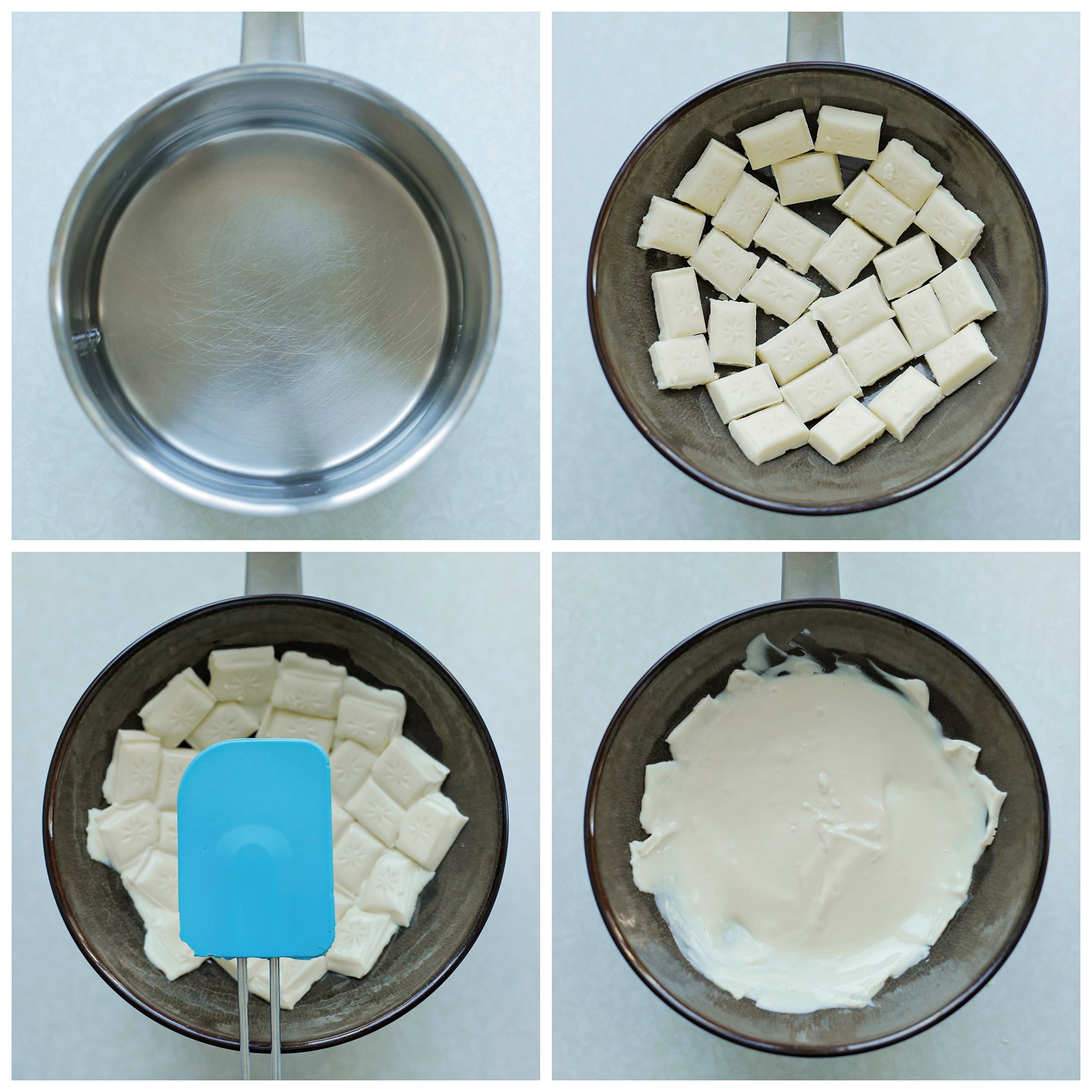 Witte chocolade au bain marie smelten