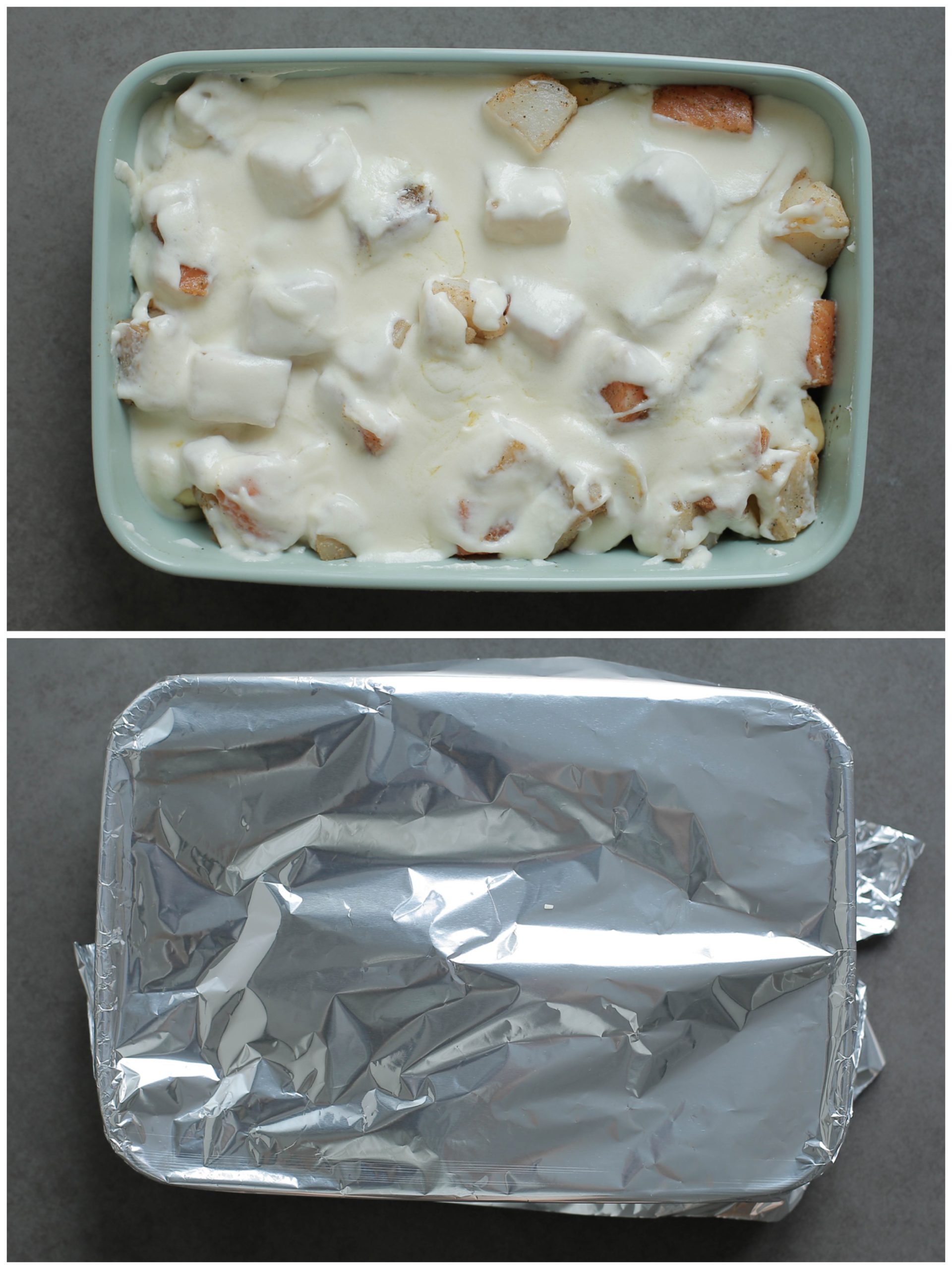 Zalm kabeljauwschotel bakken in oven