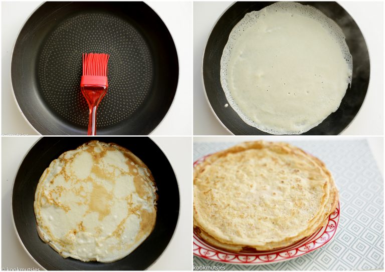 Pannenkoeken gaar bakken in een pan