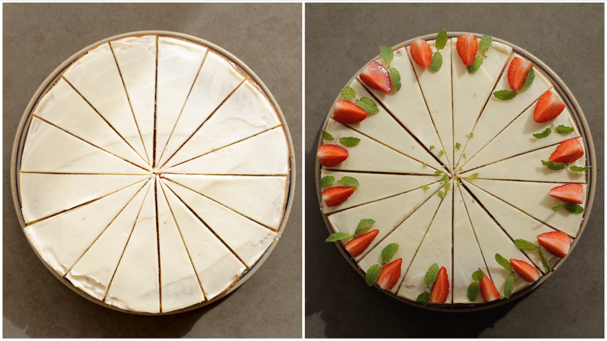 Cheesecake aansnijden en garneren