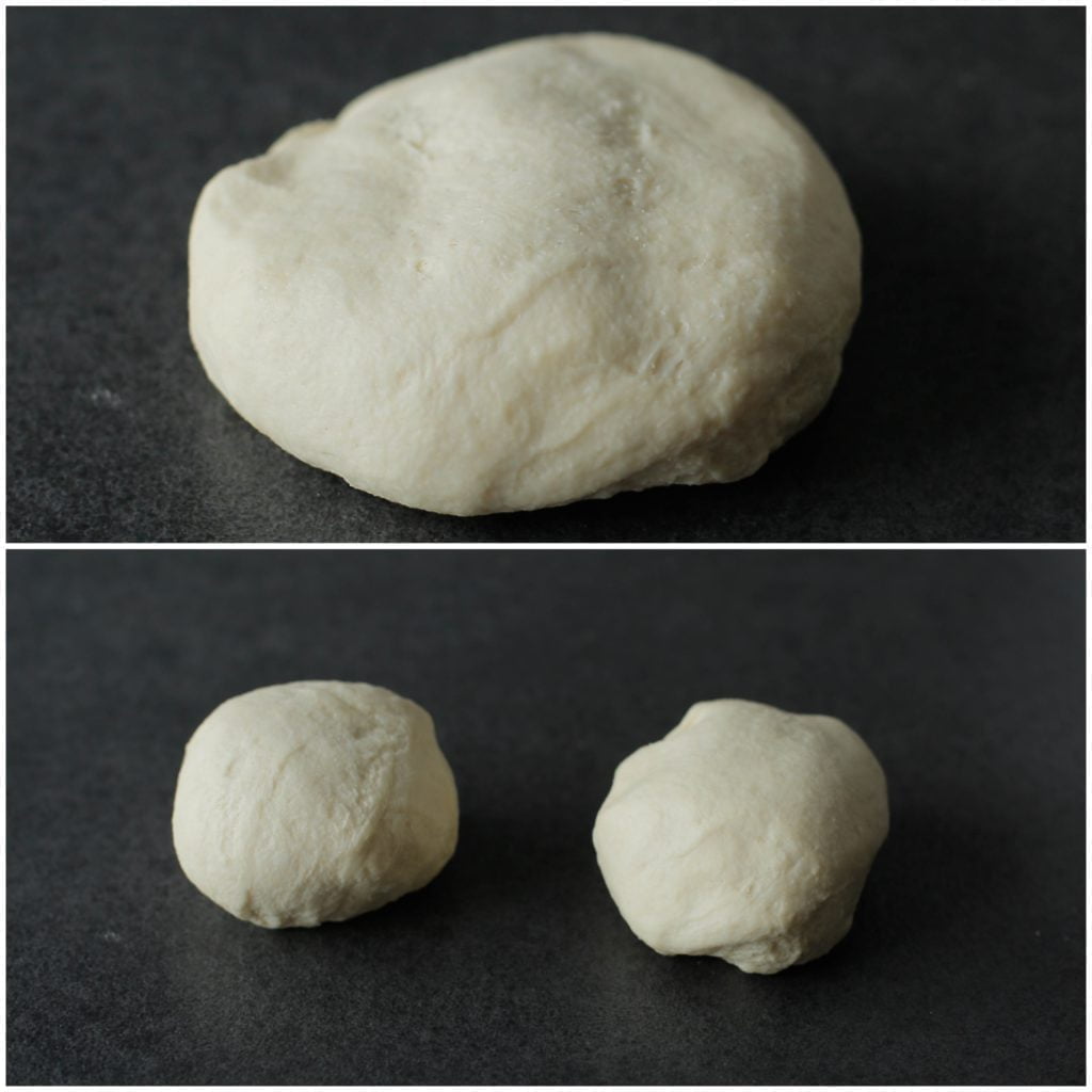 Verdeel het deeg in twee stukken.