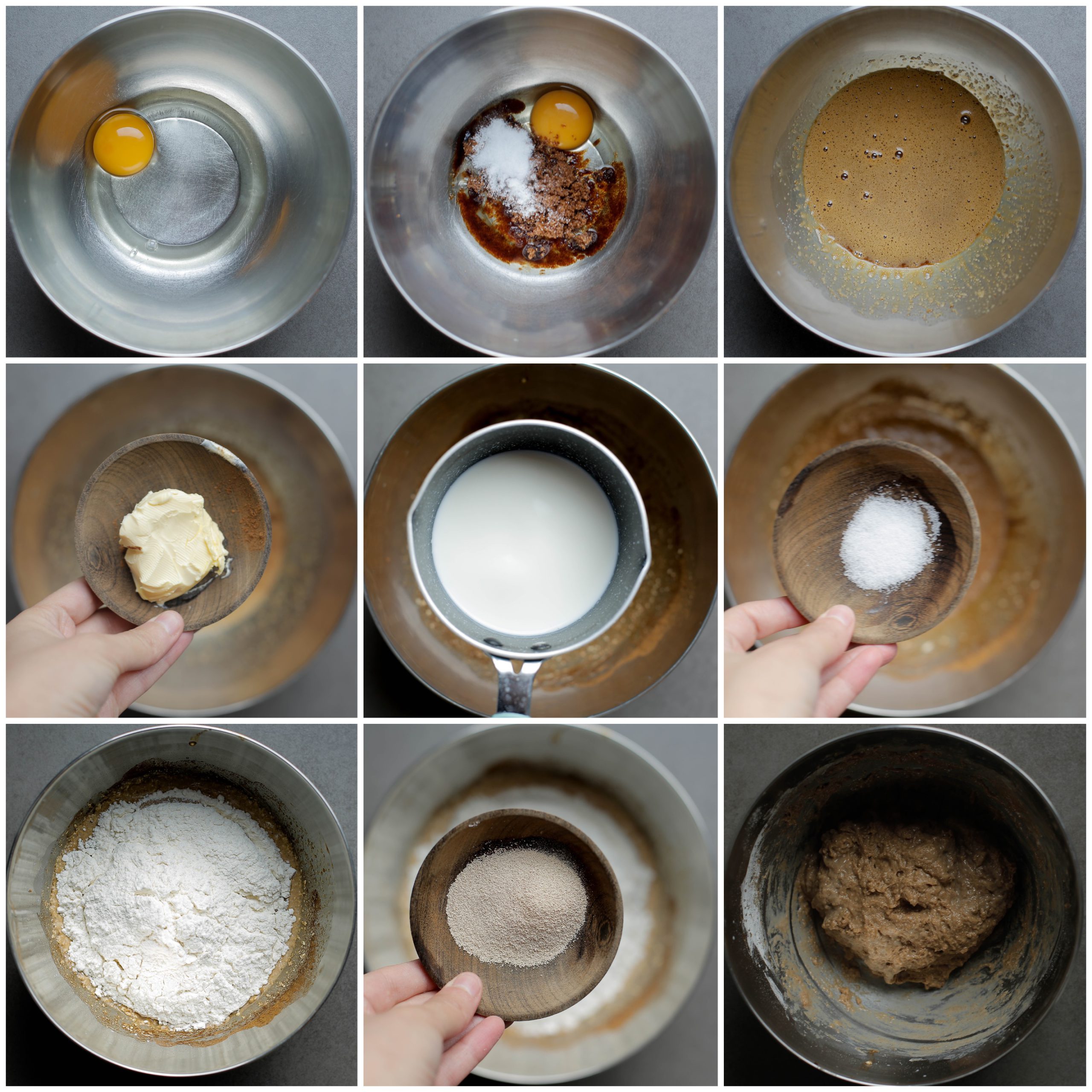 Deeg kneden voor de kaneel donuts