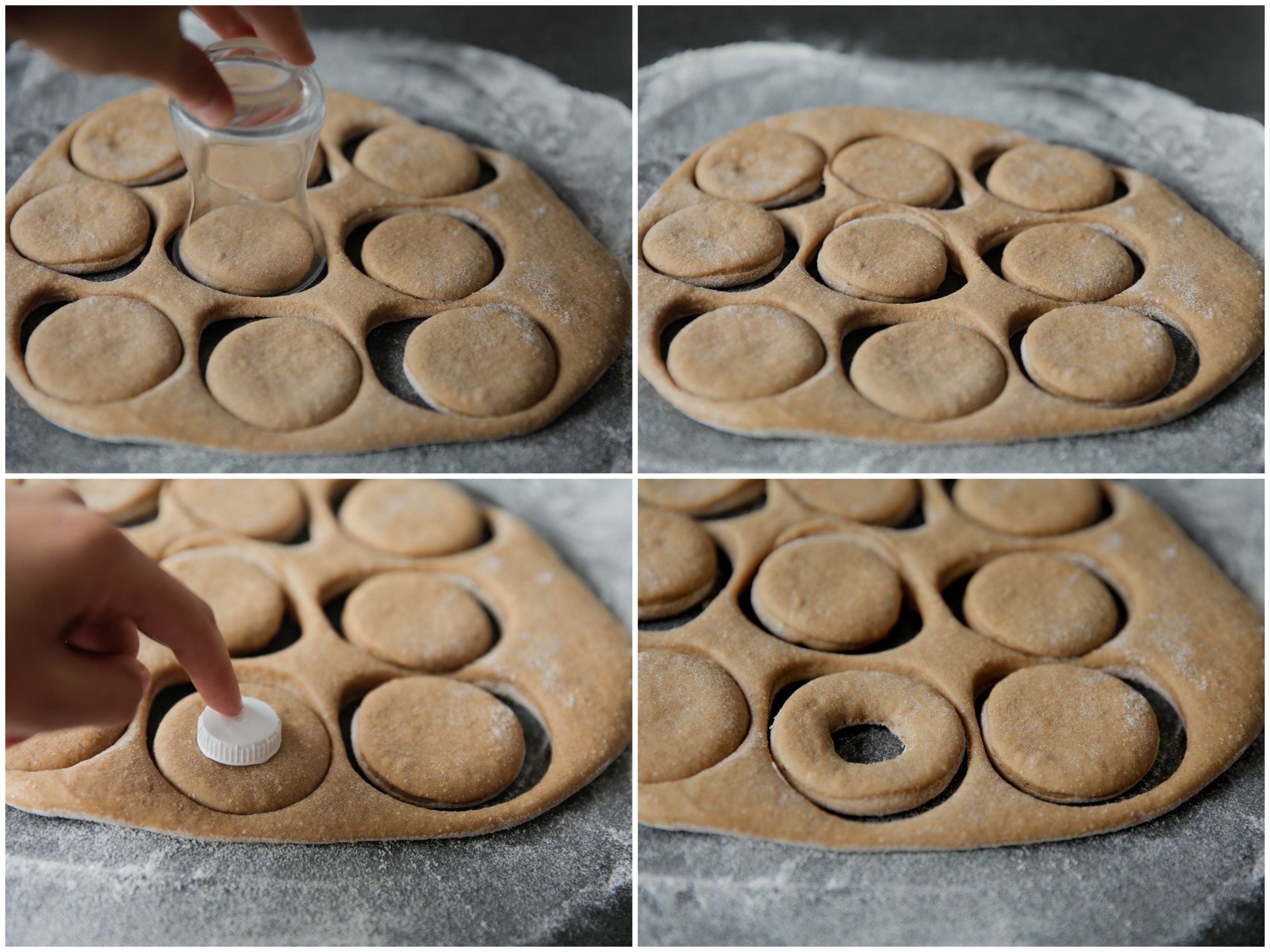 Donutvorm uit lapje deeg halen