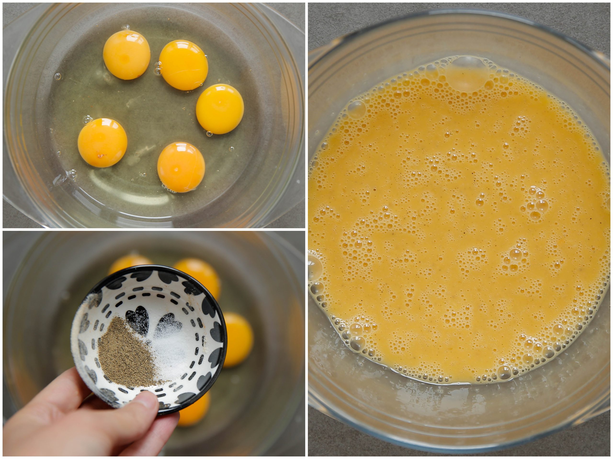 Eieren los kloppen met zout en peper