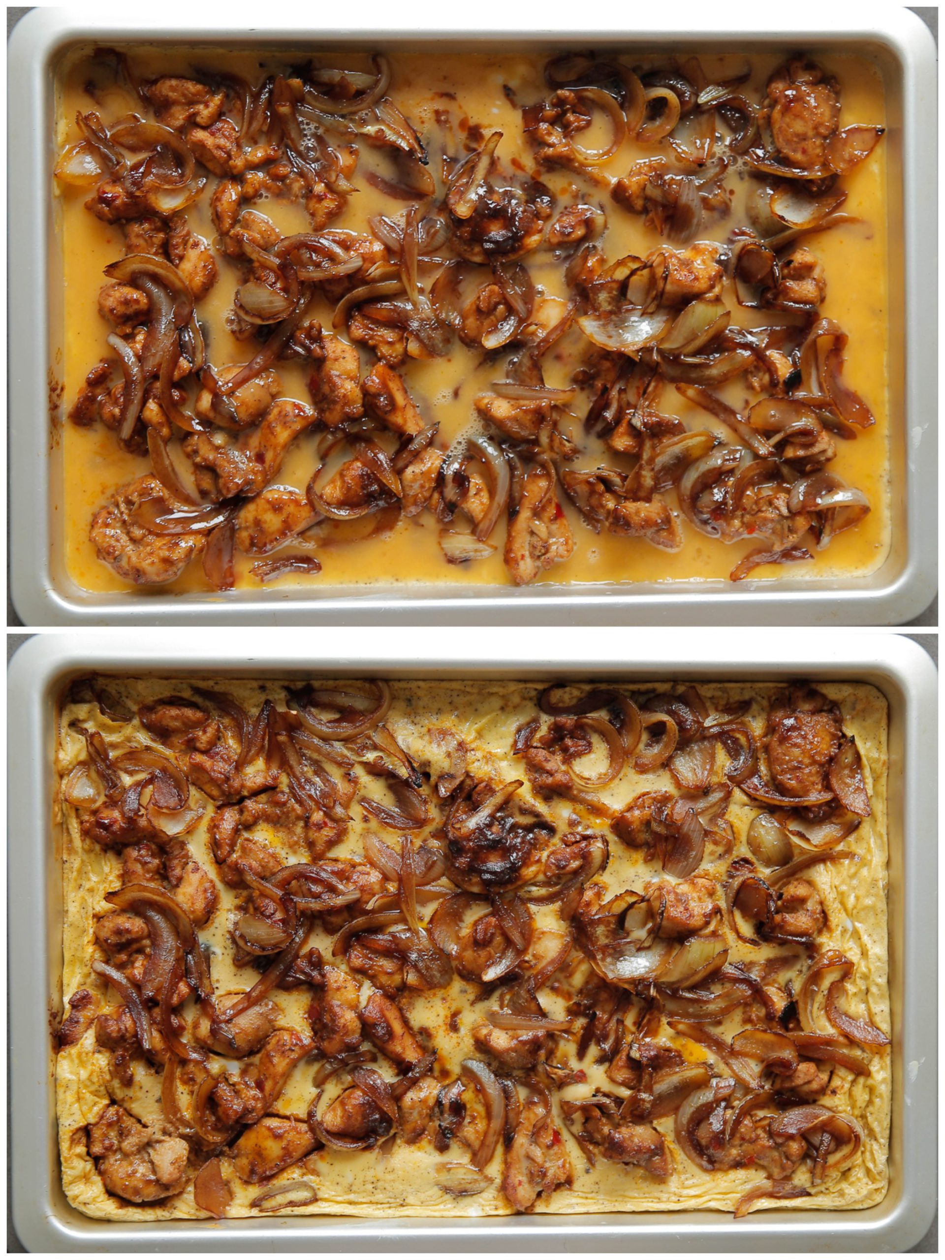 Eimengsel toevoegen en bakken in de oven