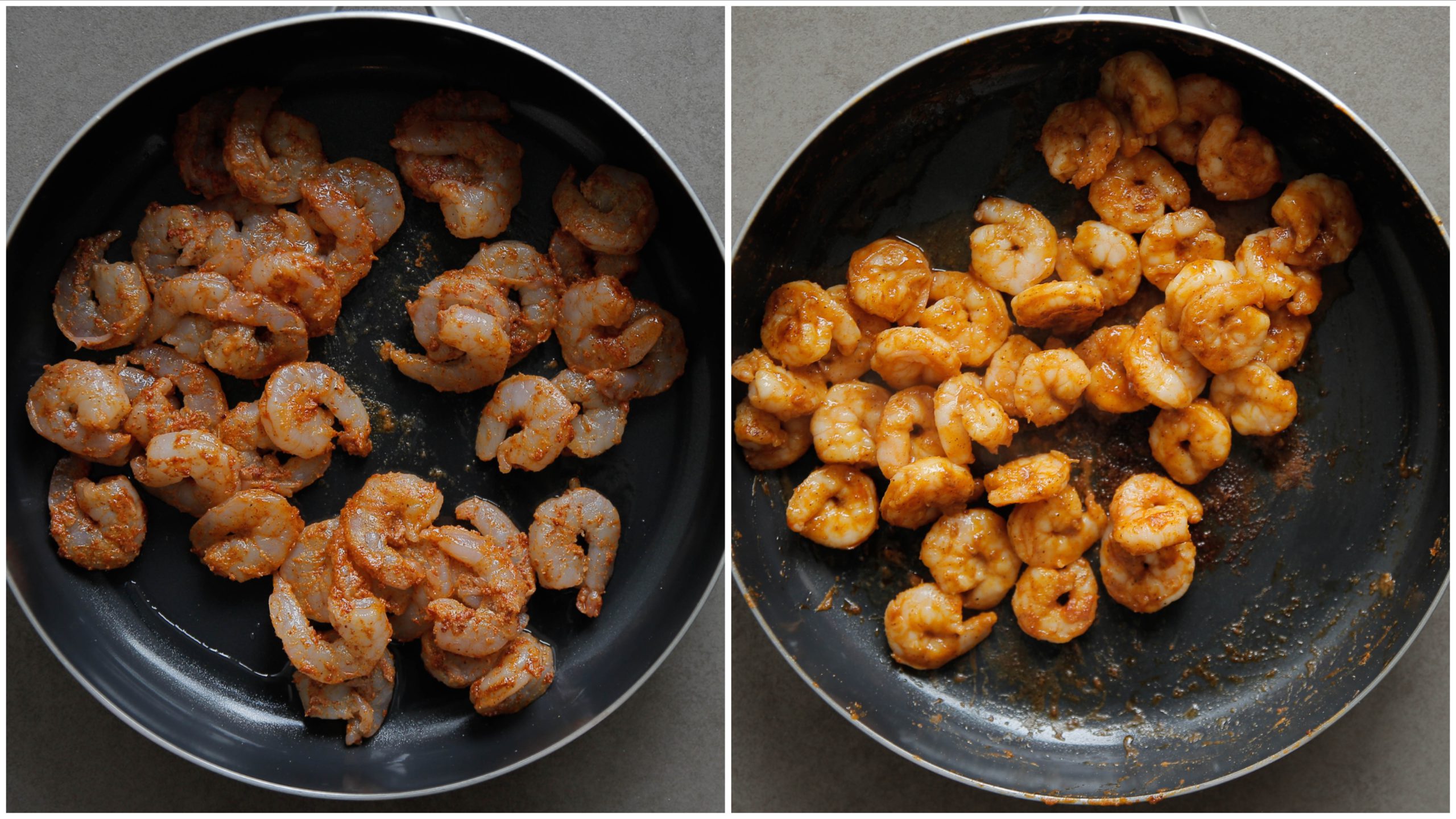 Garnalen bakken in een koekenpan