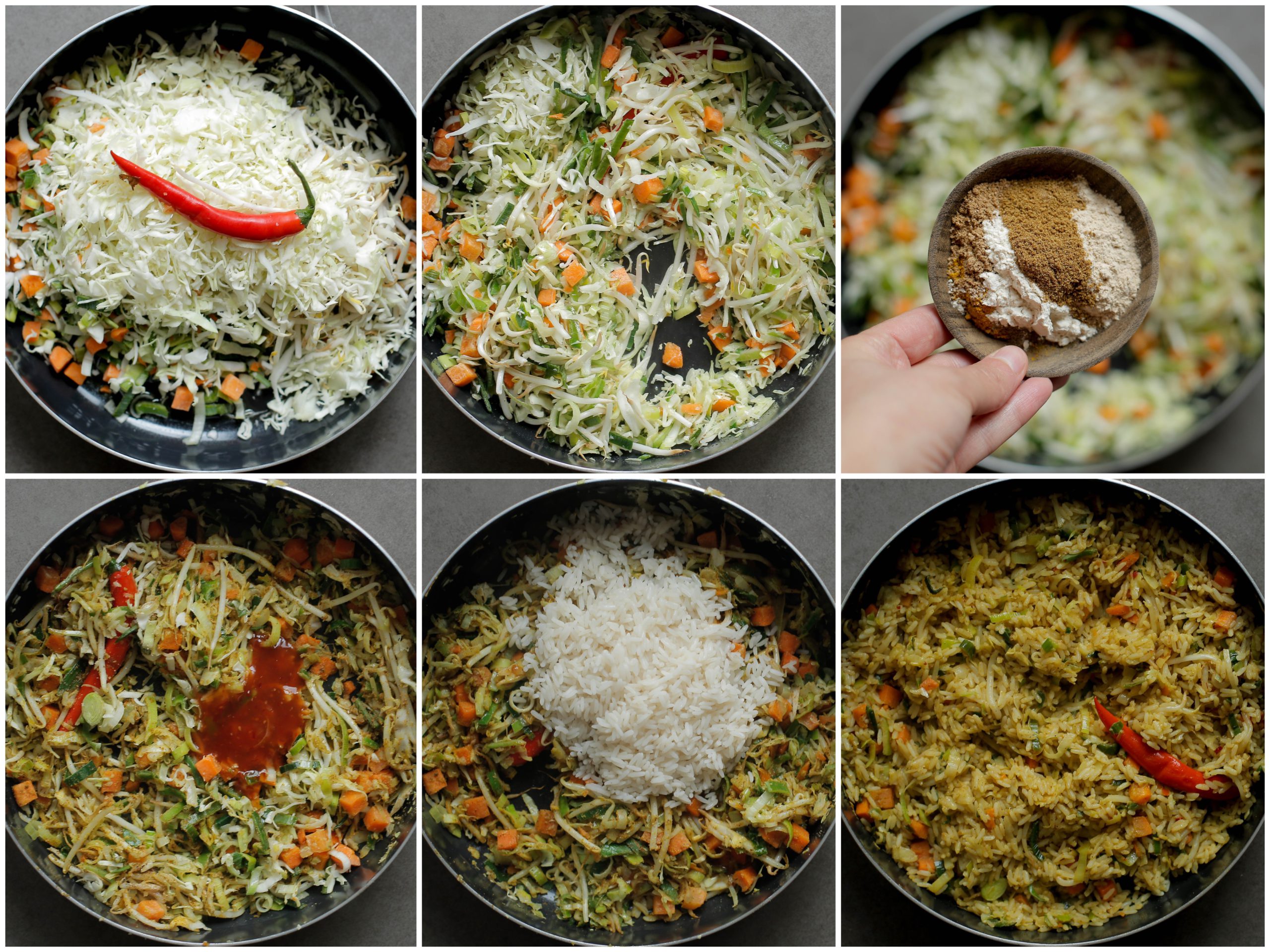 Groenten roerbakken met rijst