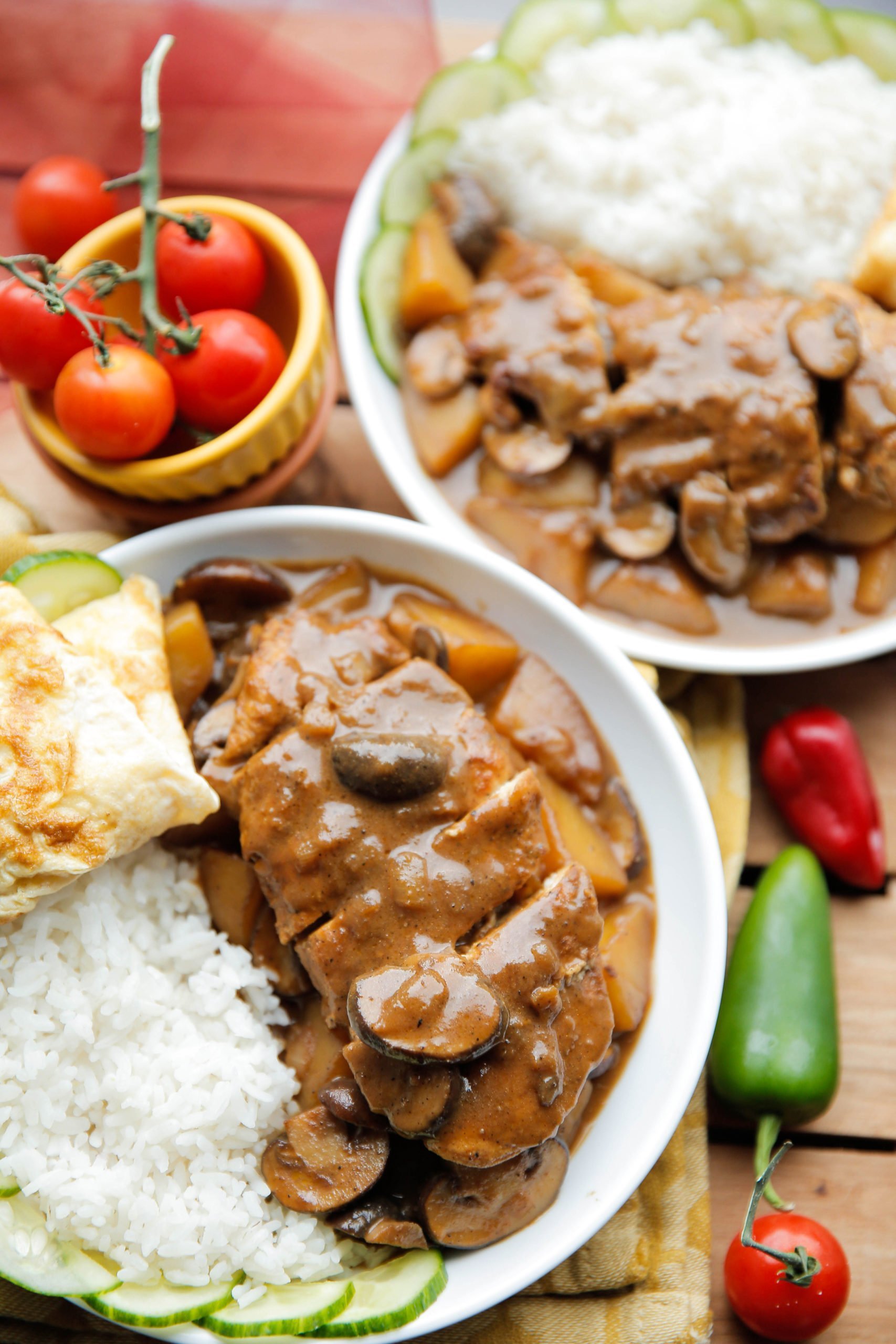 Kip met champignons en aardappels eindresultaat