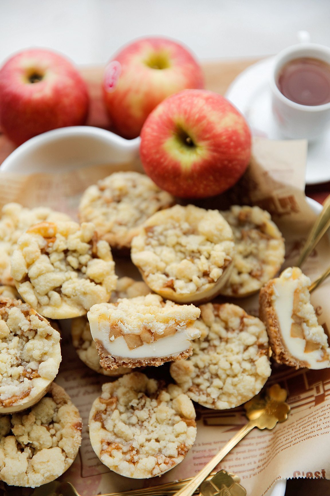 Appelkruimel cheesecakes eindresultaat