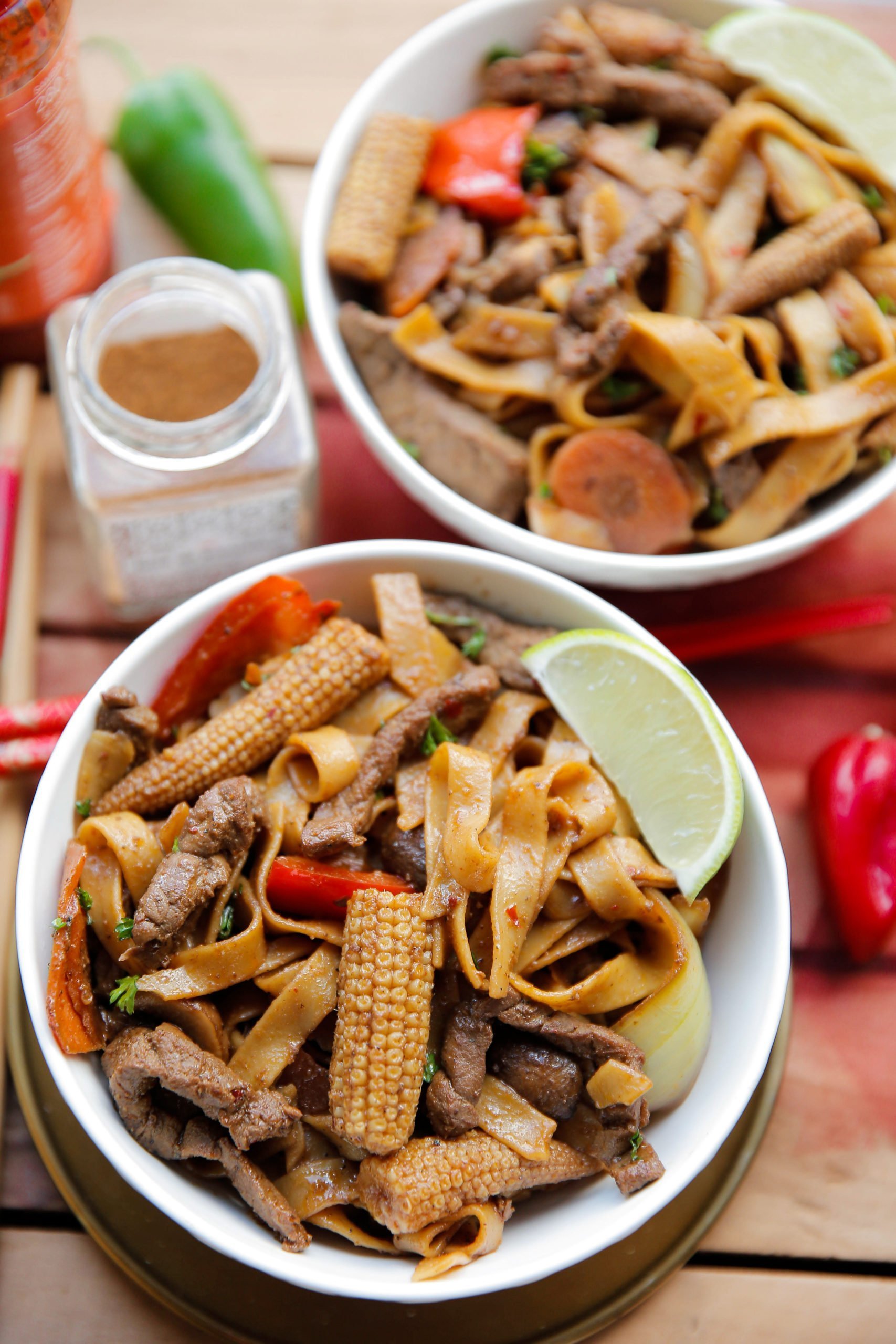 Tagliatelle met biefstuk eindresultaat