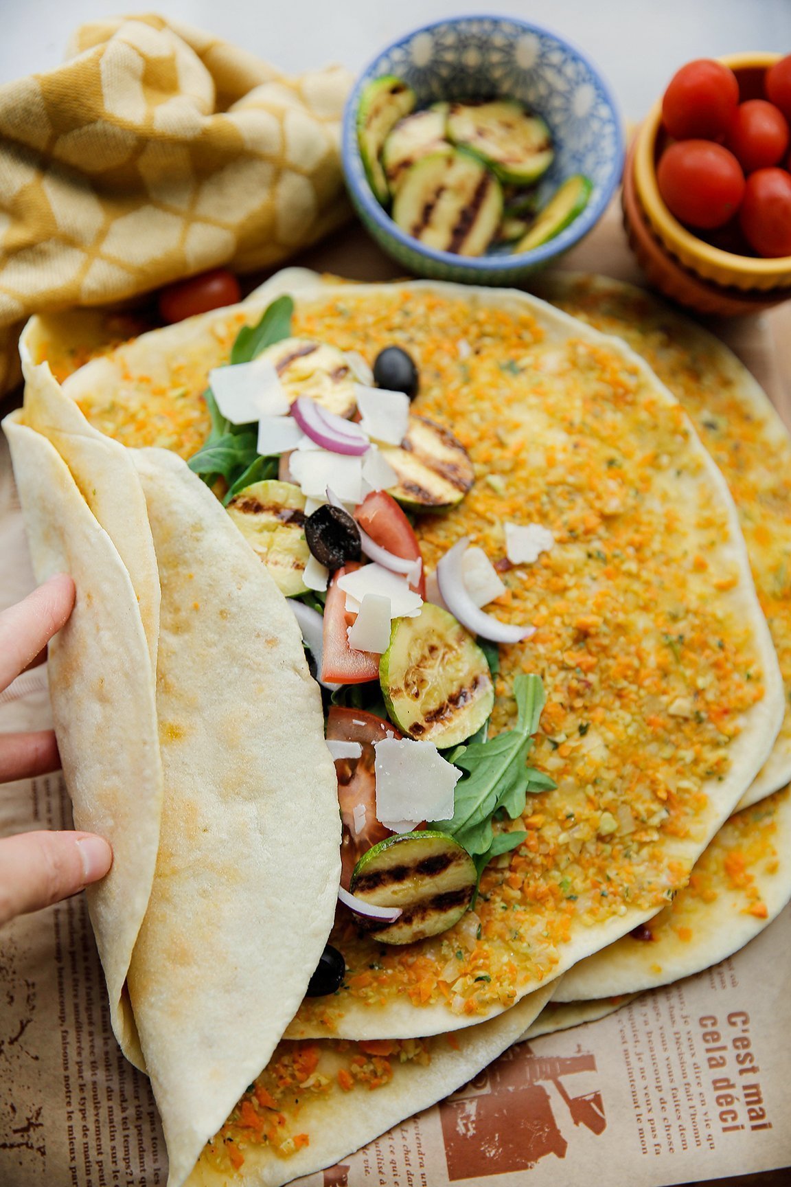 Groentepizza's met vulling