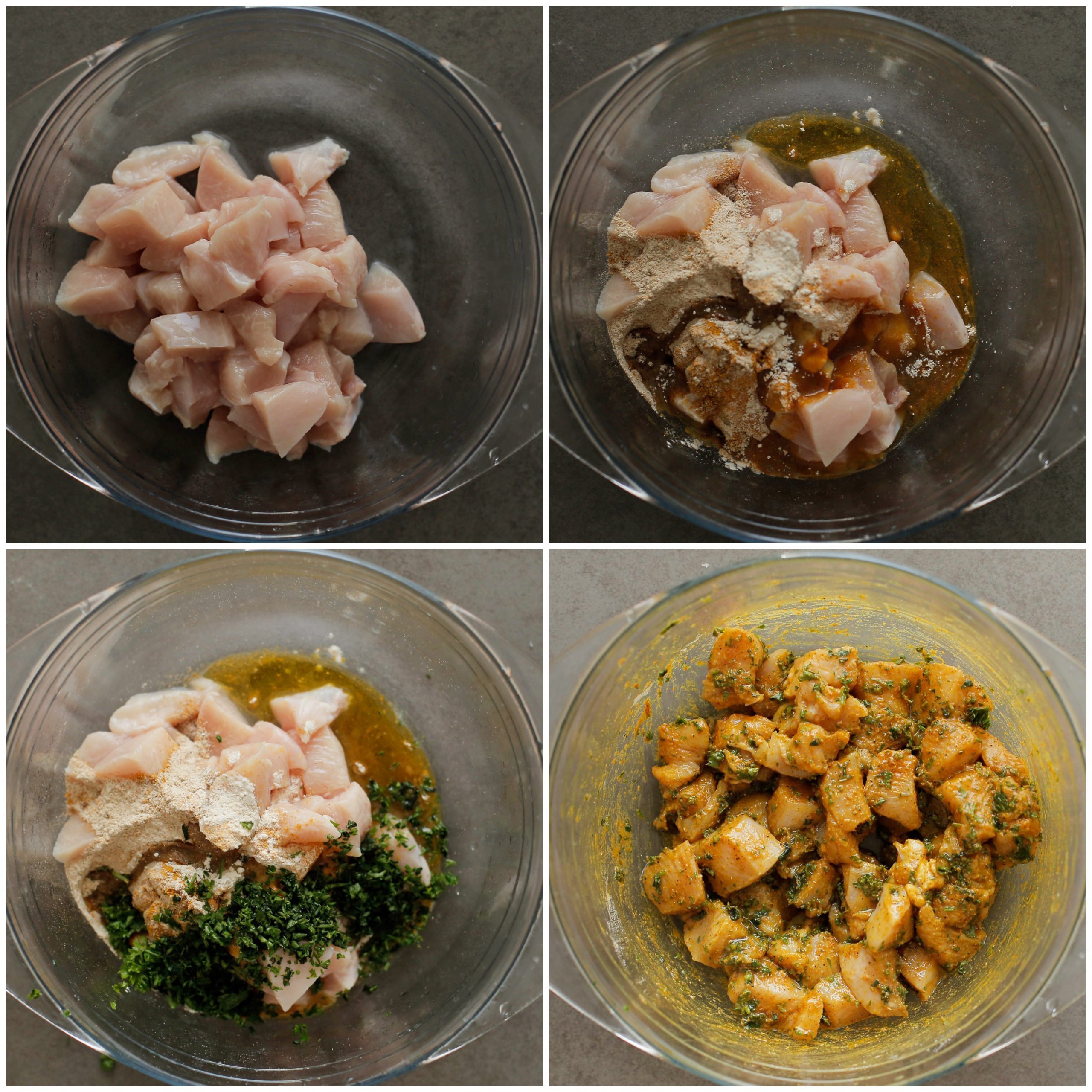 Kip marineren in een diepe kom