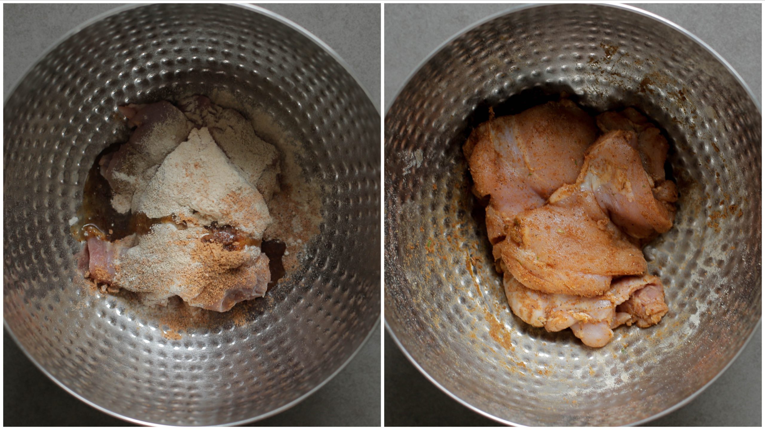 Kipmengsel marineren voor de knoflookbroden