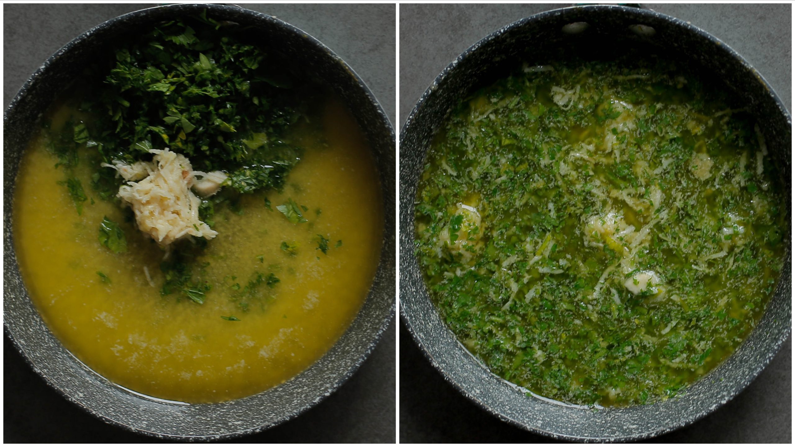 Knoflookmengsel koken in een pan