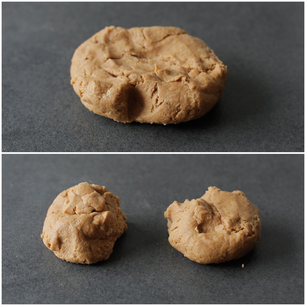 Verdeel het deeg in twee stukken van 300 gram en 370 gram.