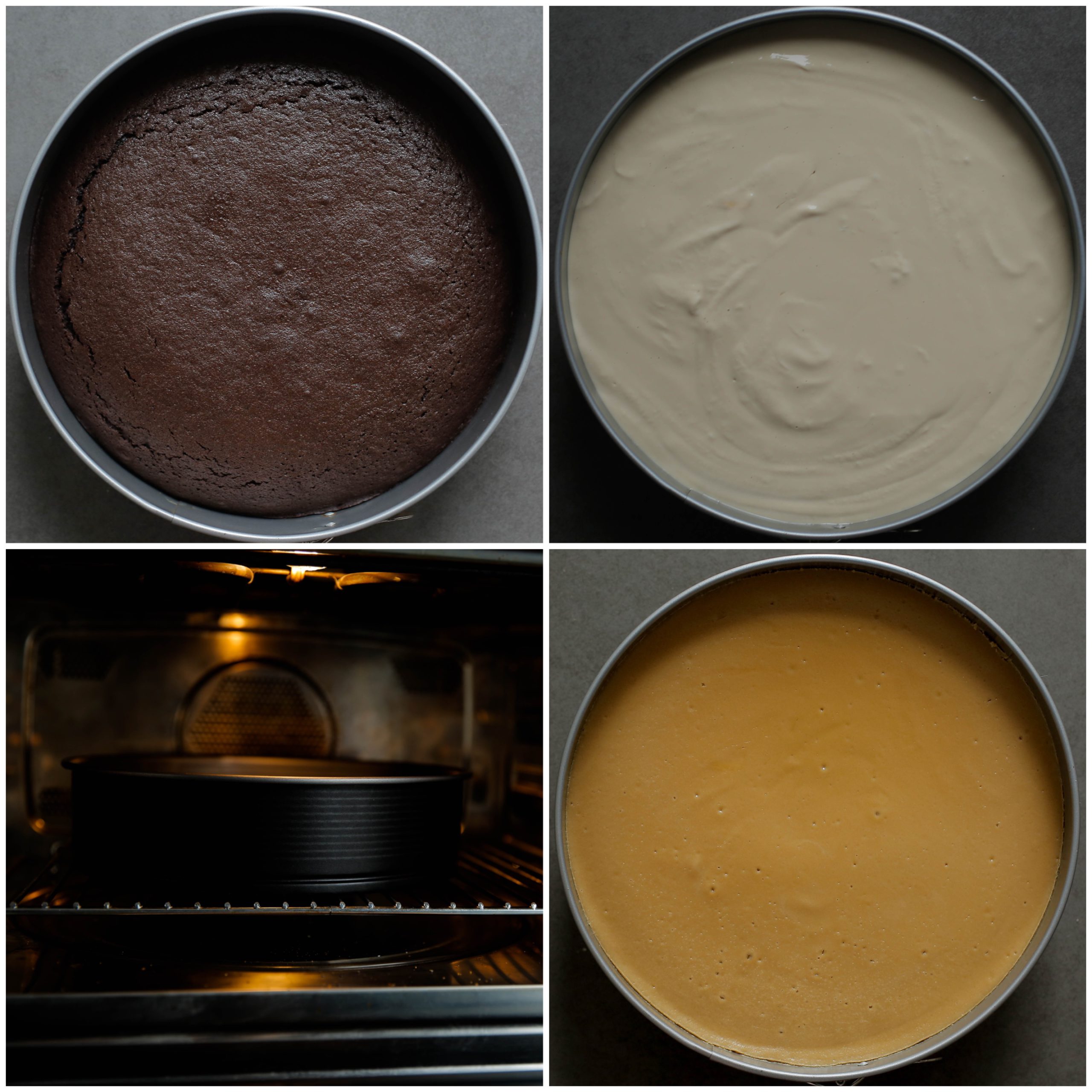Koffie cheesecake in de oven gaar bakken