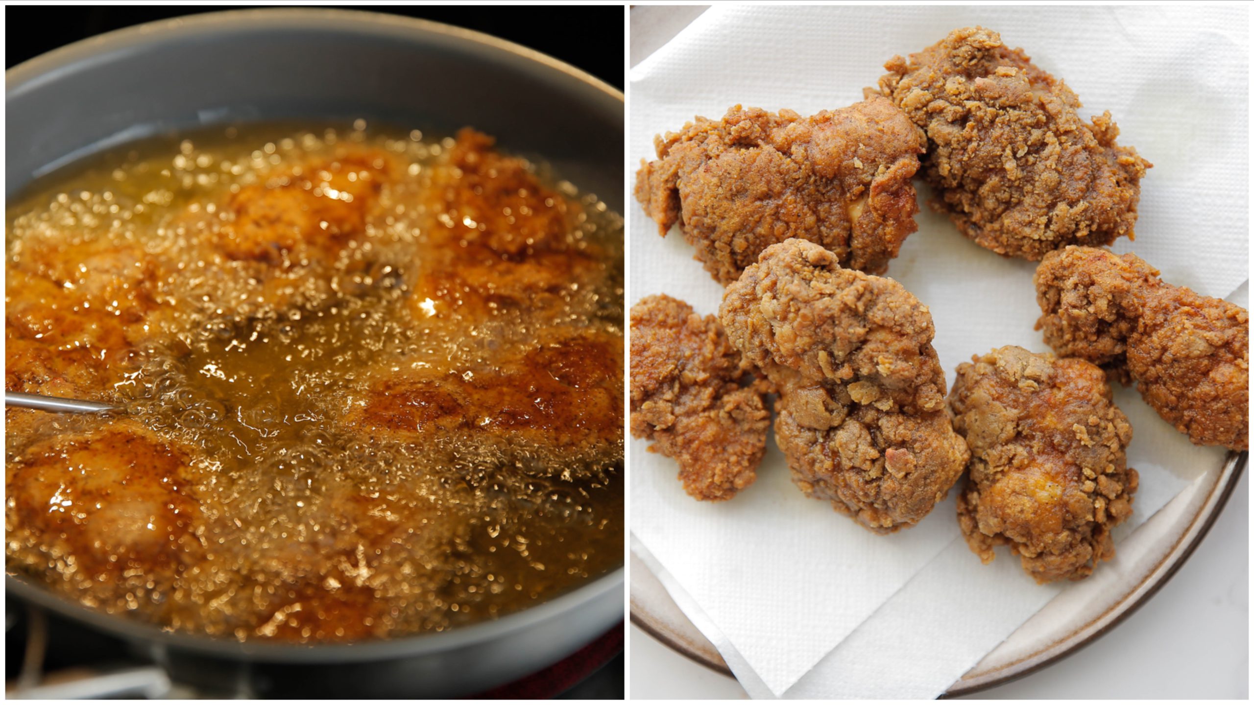 Krokante kipstukjes bakken en uitlekken