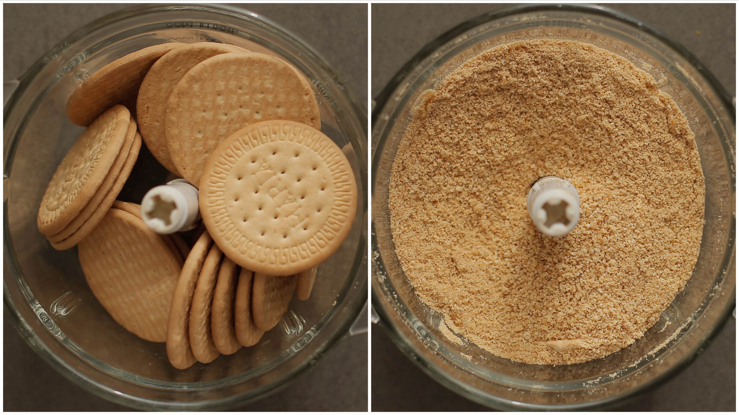 Maria biscuit fijnmalen in een hakmolen