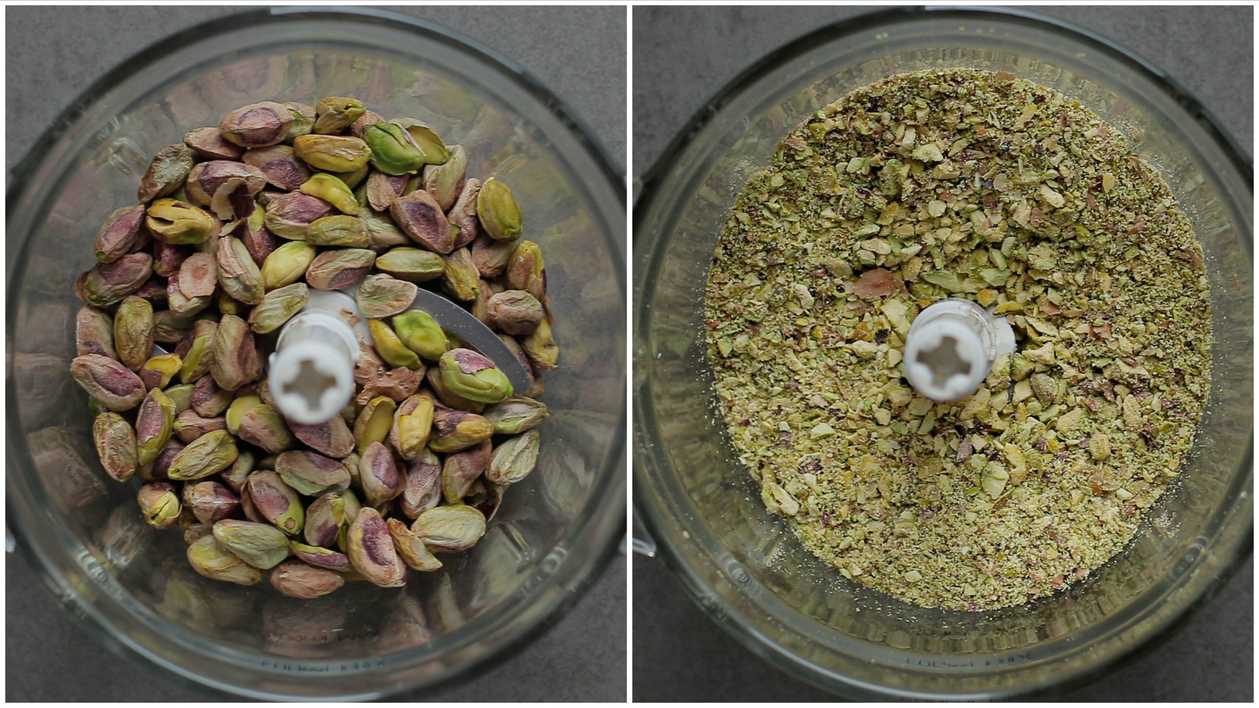 Pistachenoten malen in een hakmolen