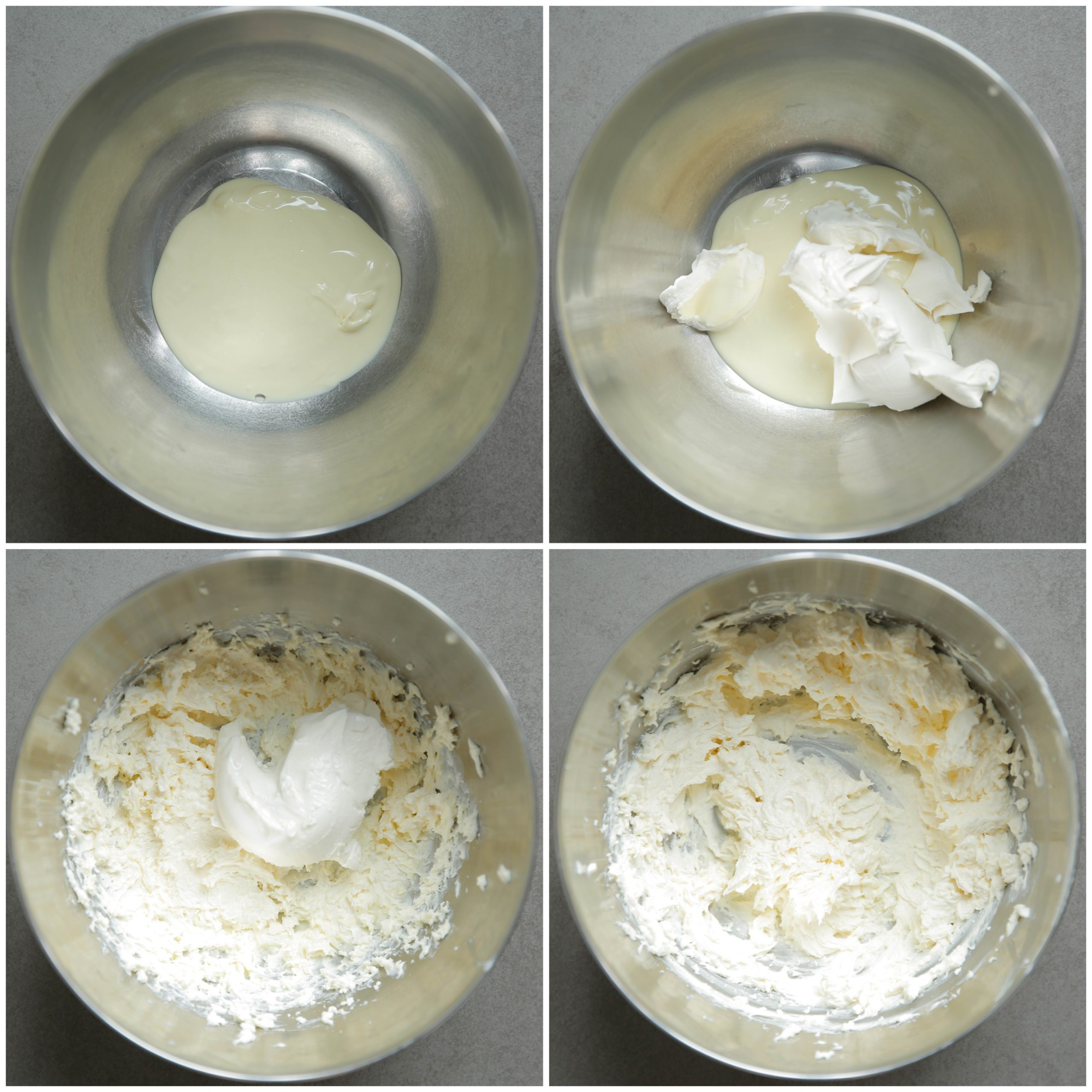 Room mixen met witte chocolade in een kom