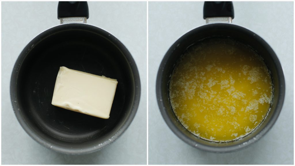 Smelt de roomboter in een steelpan op laag vuur.