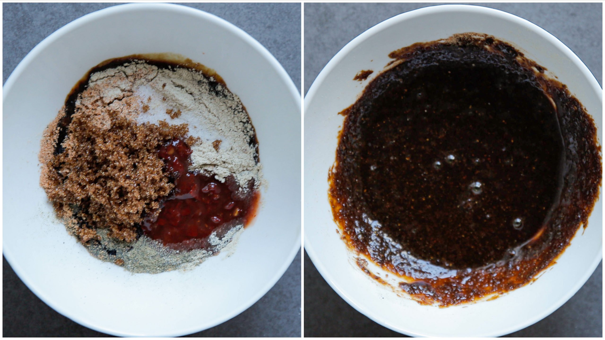 Saus mengen in een kom