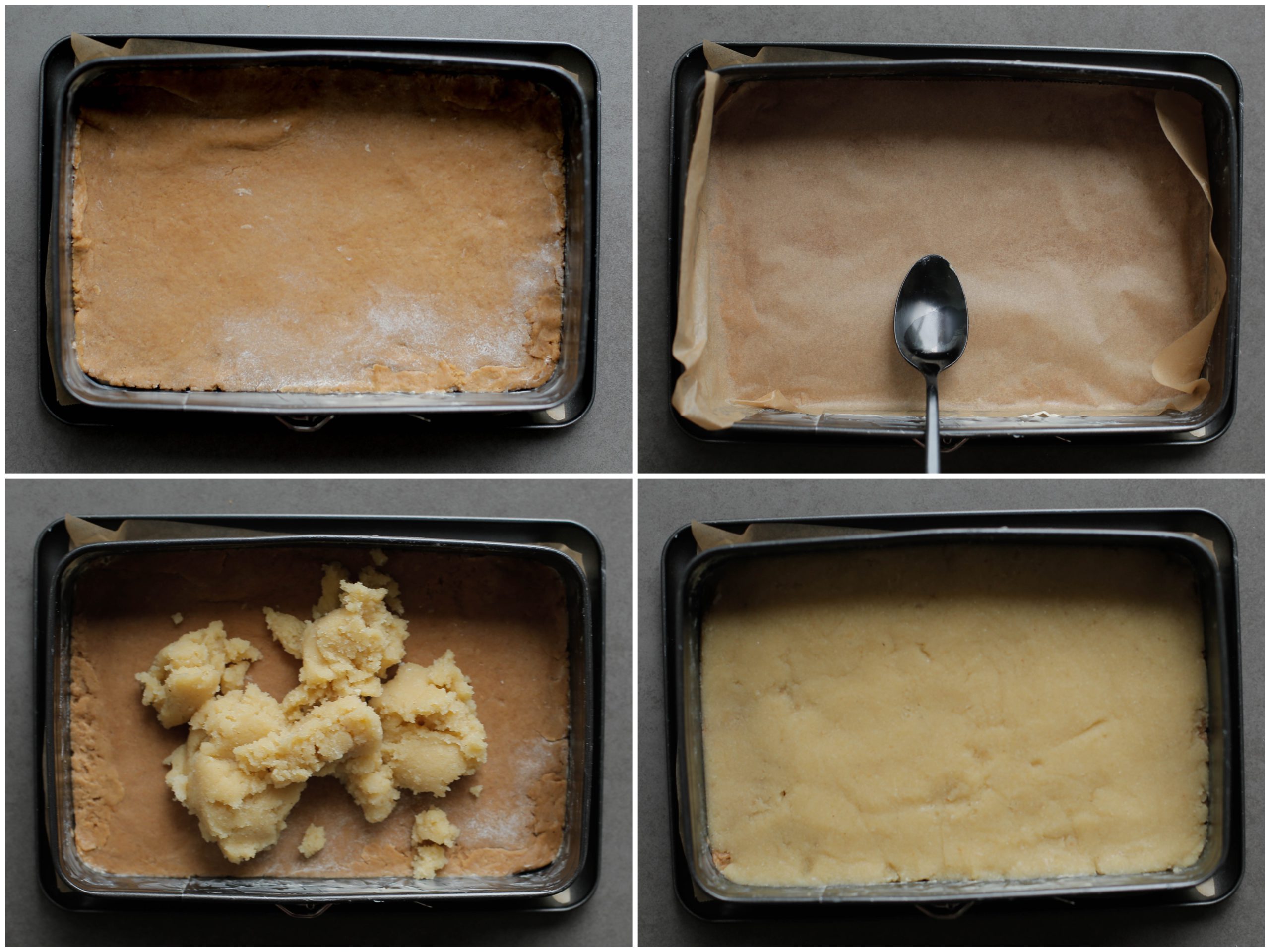 Speculaaskoek en amandelvulling in een bakvorm