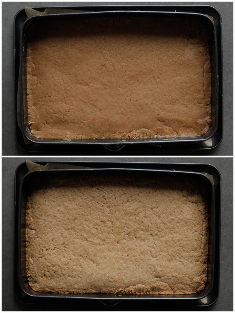 Leg de speculaaskoek in een voorverwarmde oven op 160℃. Bak 30-35 minuten. Laat de koek compleet afkoelen.