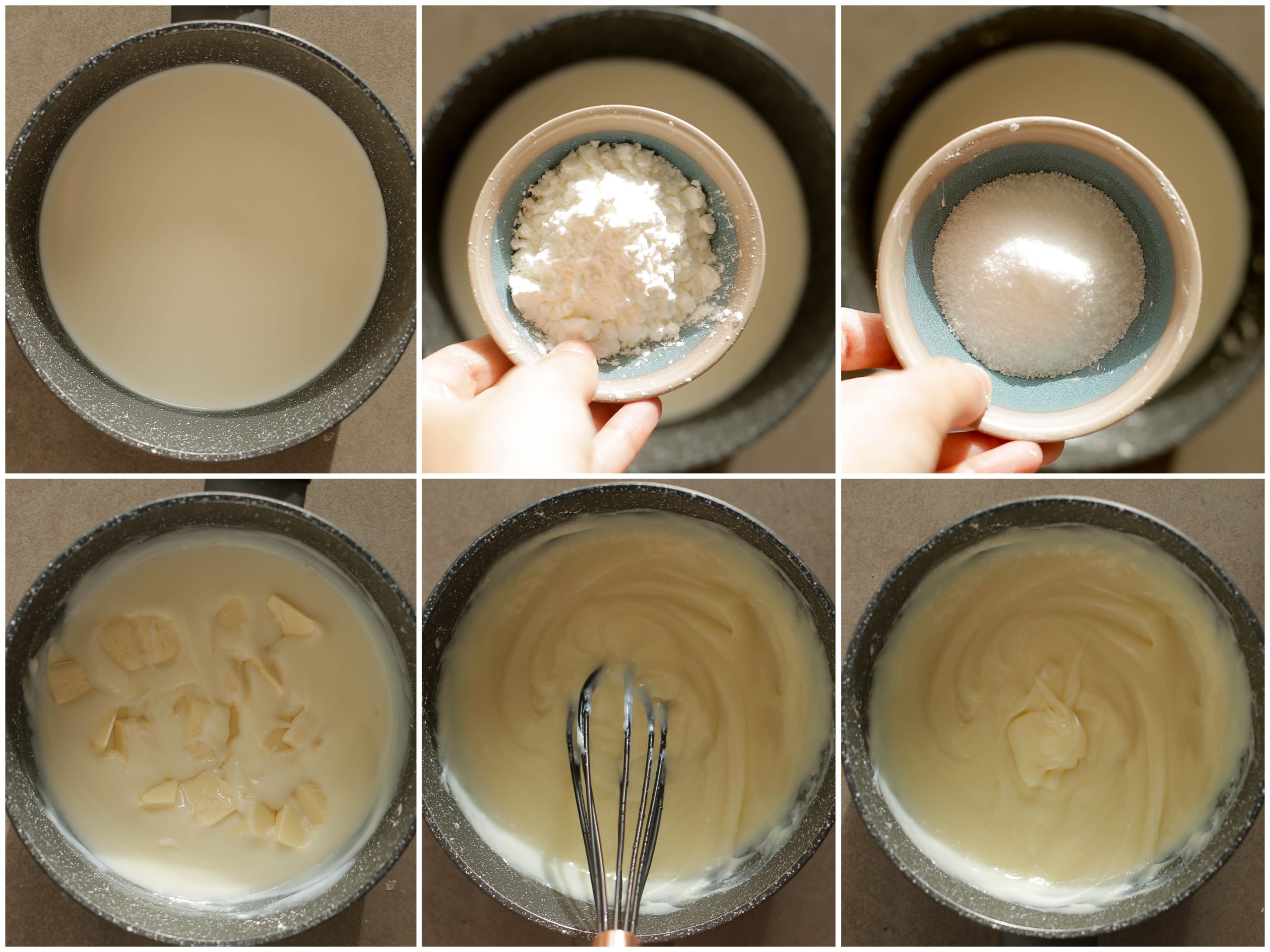 Witte chocolade vulling koken in een steelpan