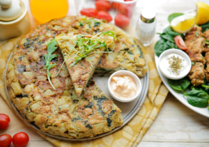 Aardappeltortilla met spinazie