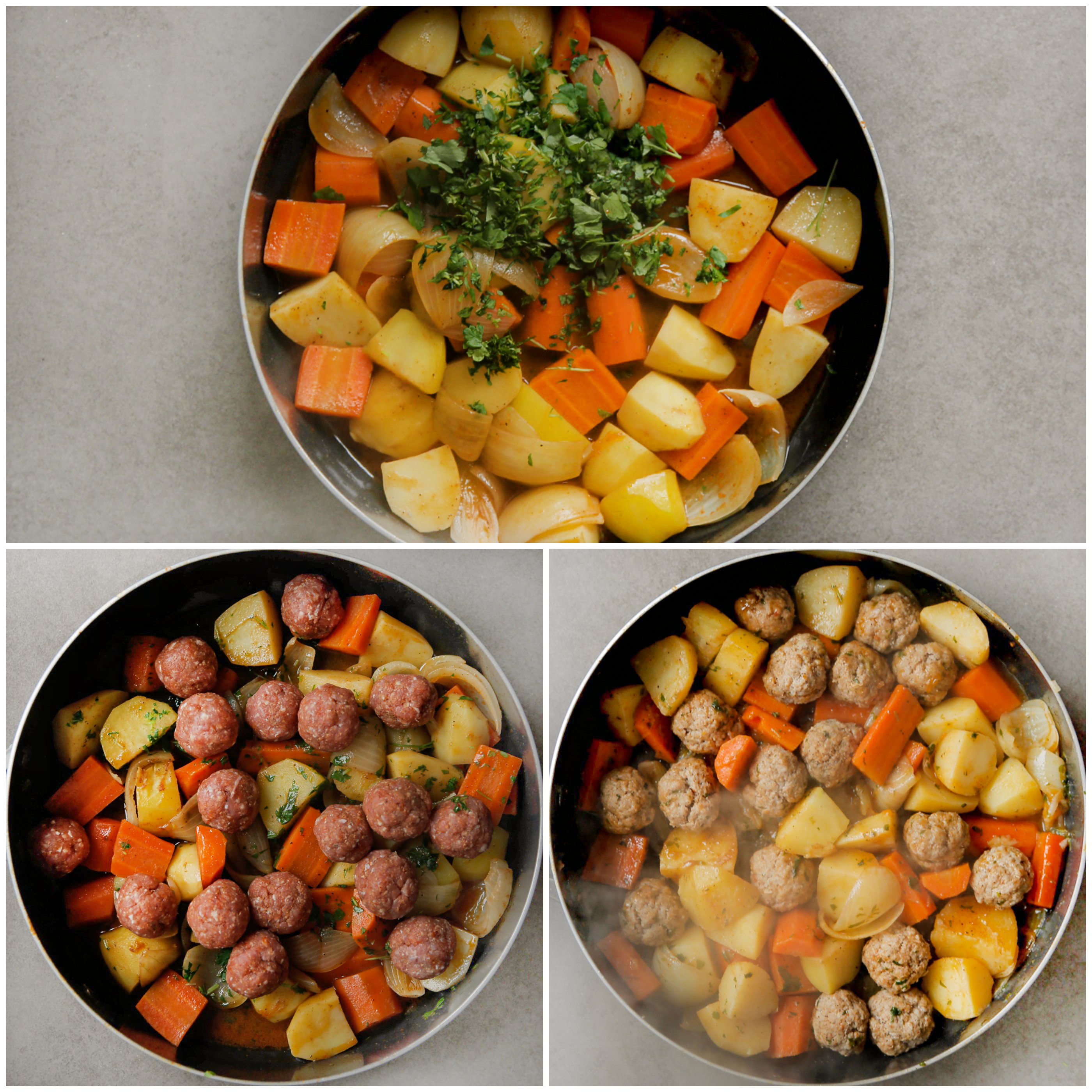 Gehaktballen en peterselie meekoken