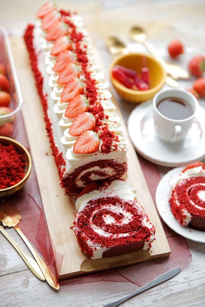 Red velvet rolcake eindresultaat