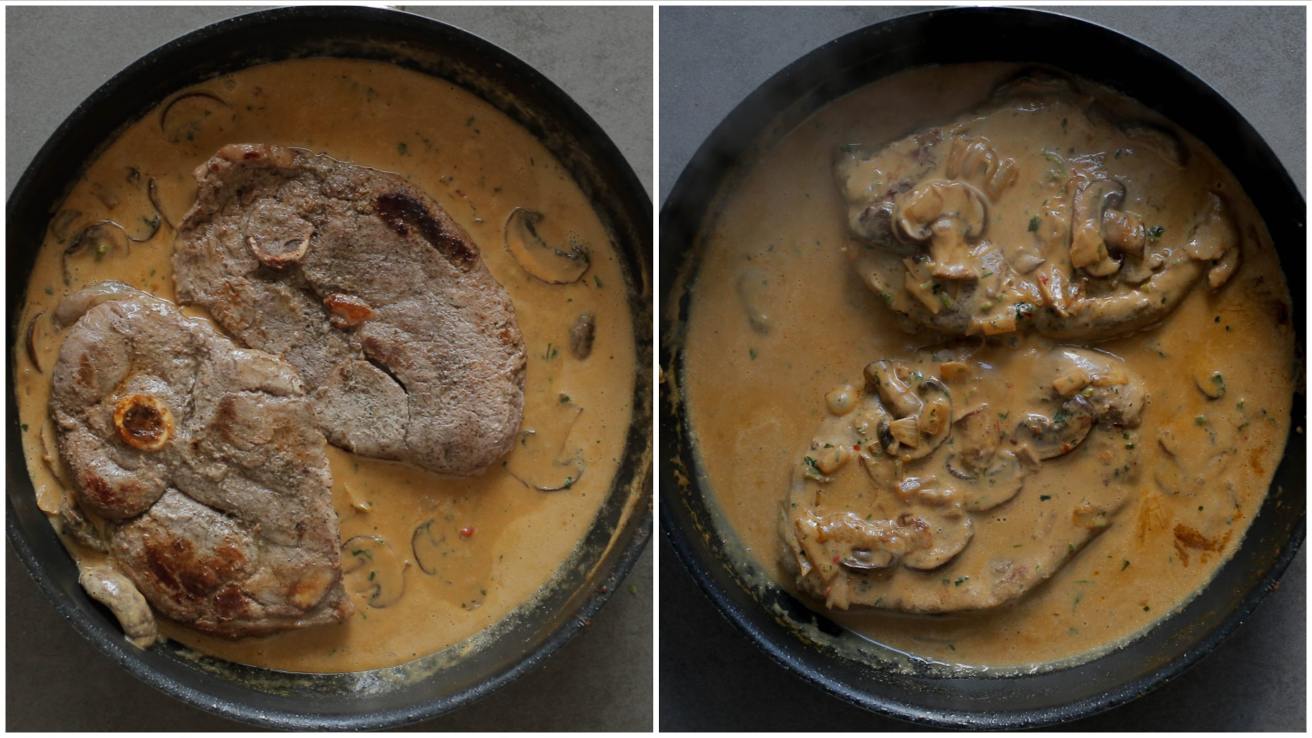 Kalfschenkel toevoegen aan de saus