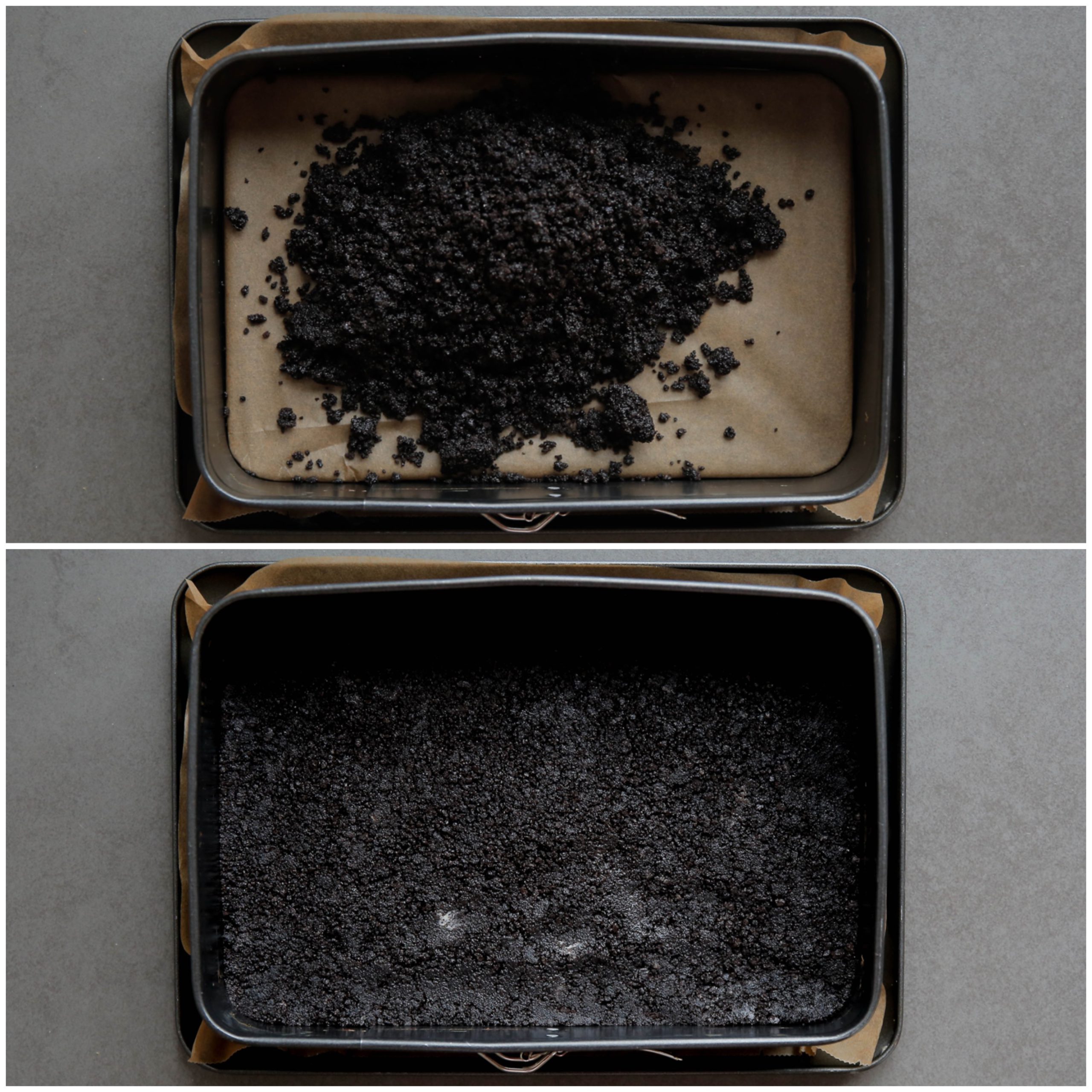 Koekjesdeeg verdelen over bakvorm