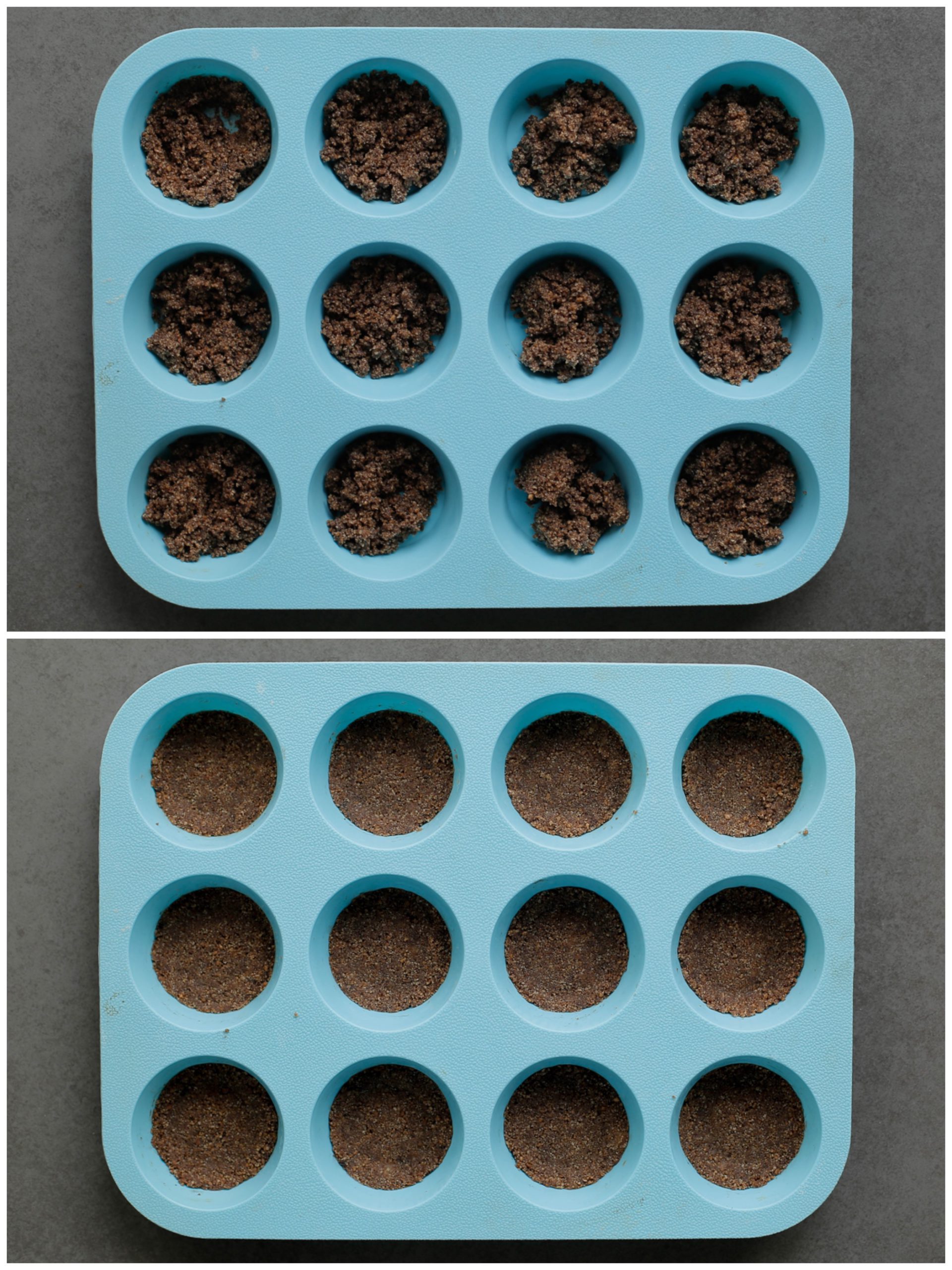 Muffin bakvorm vullen met het koekjesdeeg