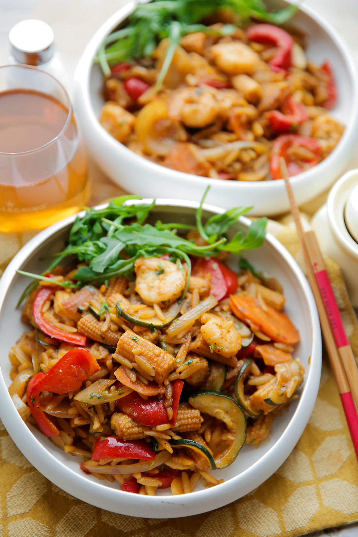 Orzo wok met garnalen Kookmutsjes