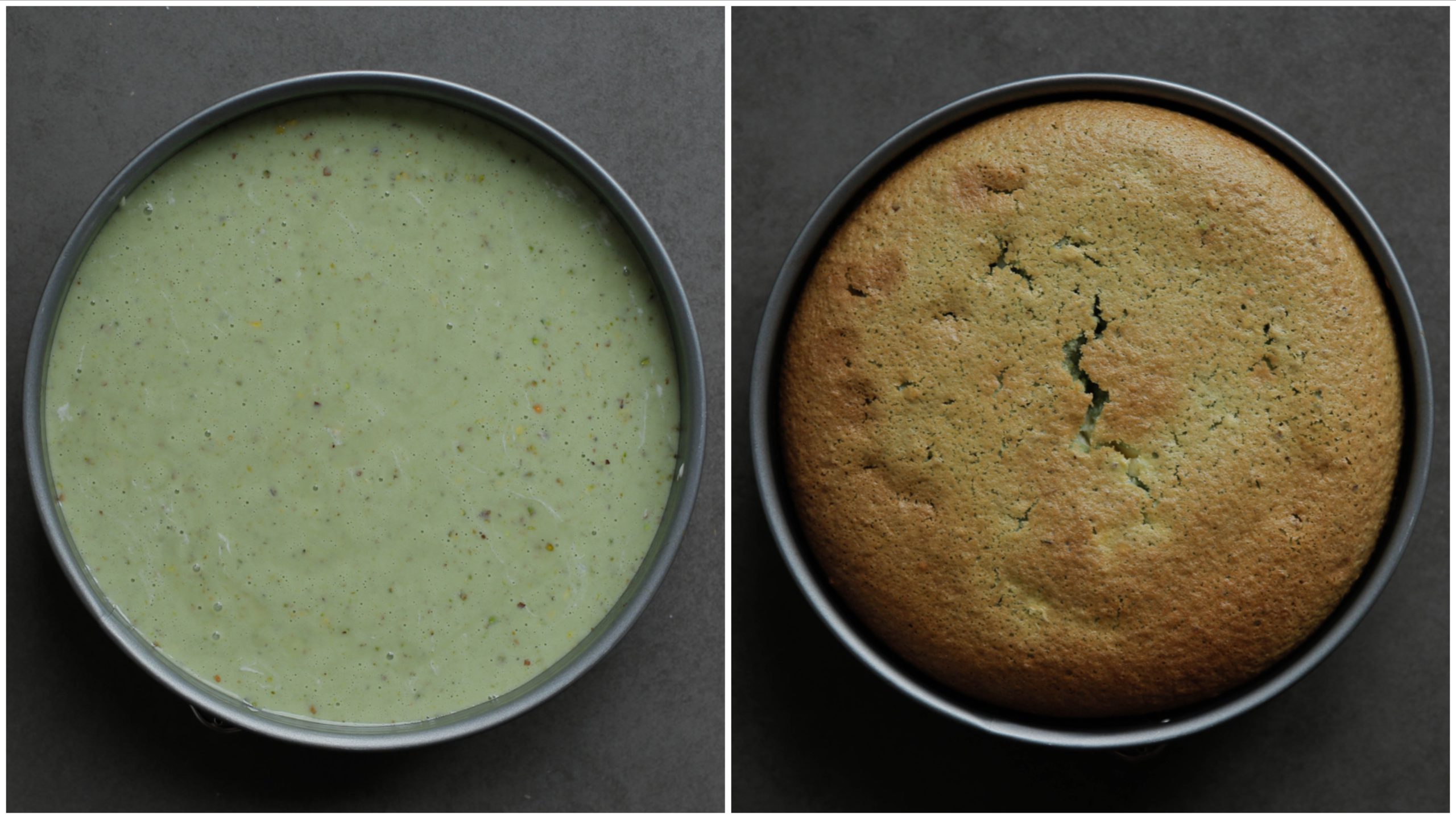 Pistache cheesecake bakken in oven