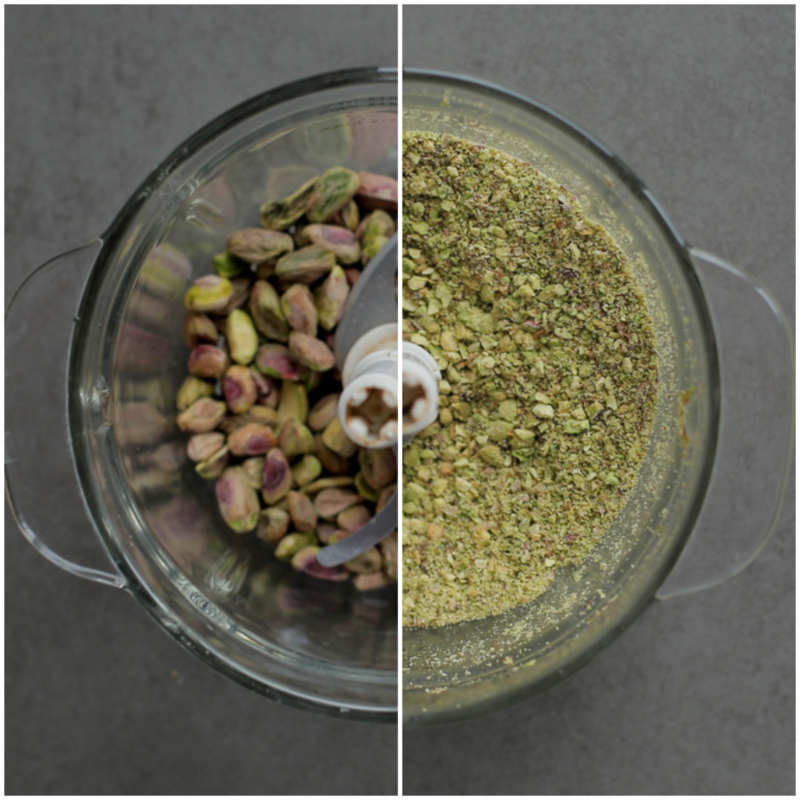 Pistache fijnmalen in een hakmolen