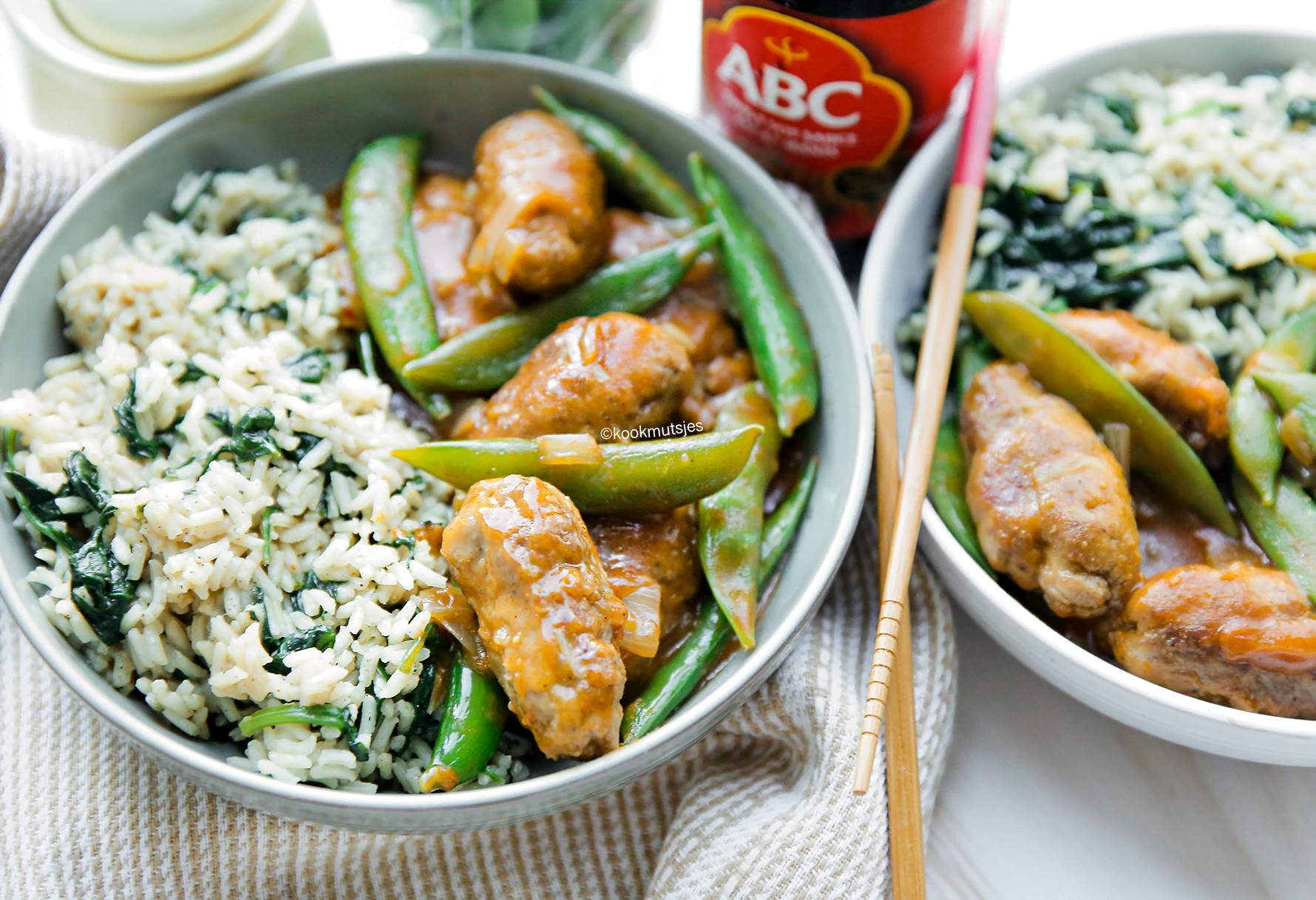 Rijst met spinazie en gehakt