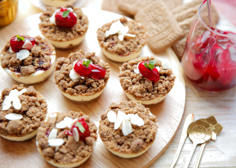 Speculaas-kruimel cheesecakes