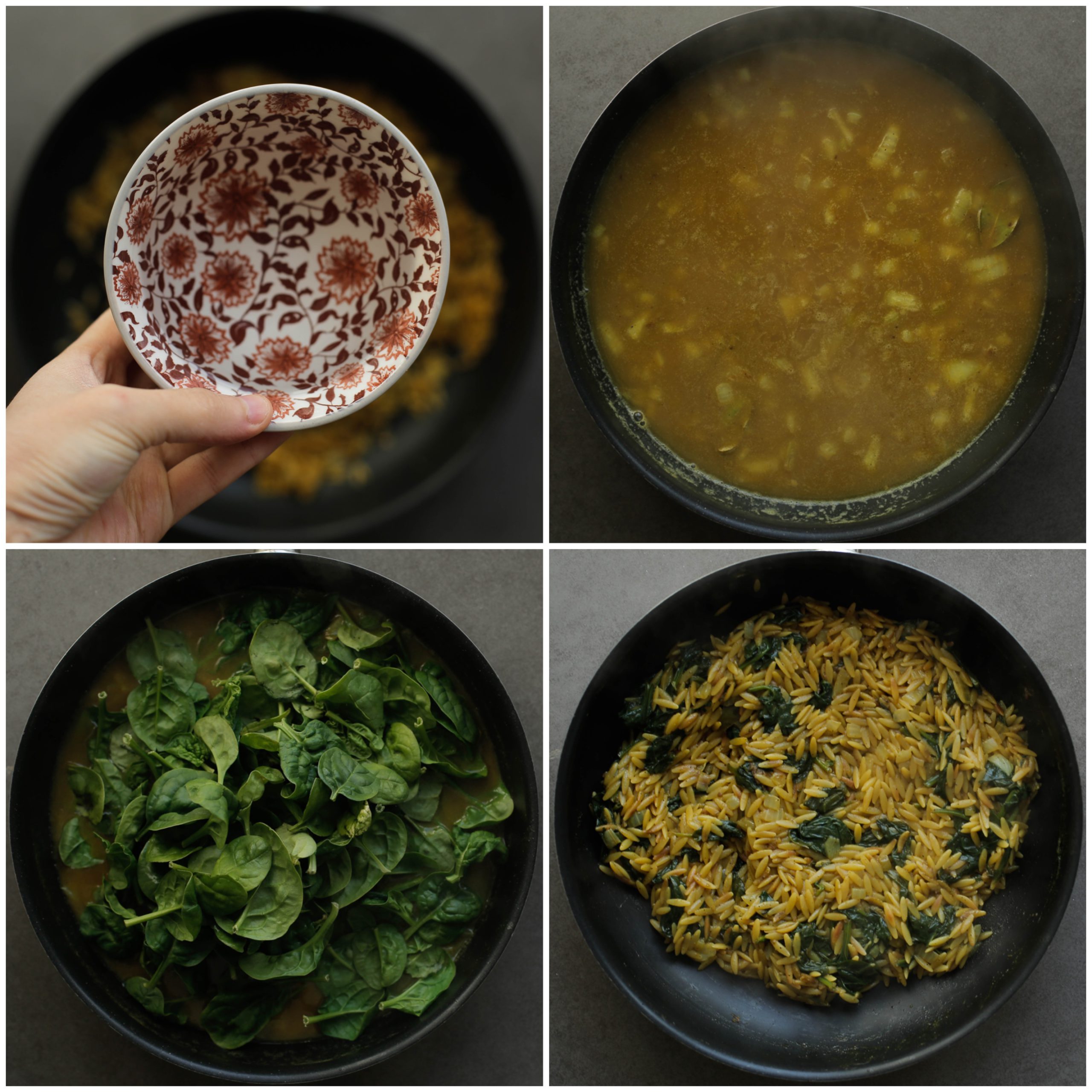 Spinazie meekoken met de orzo